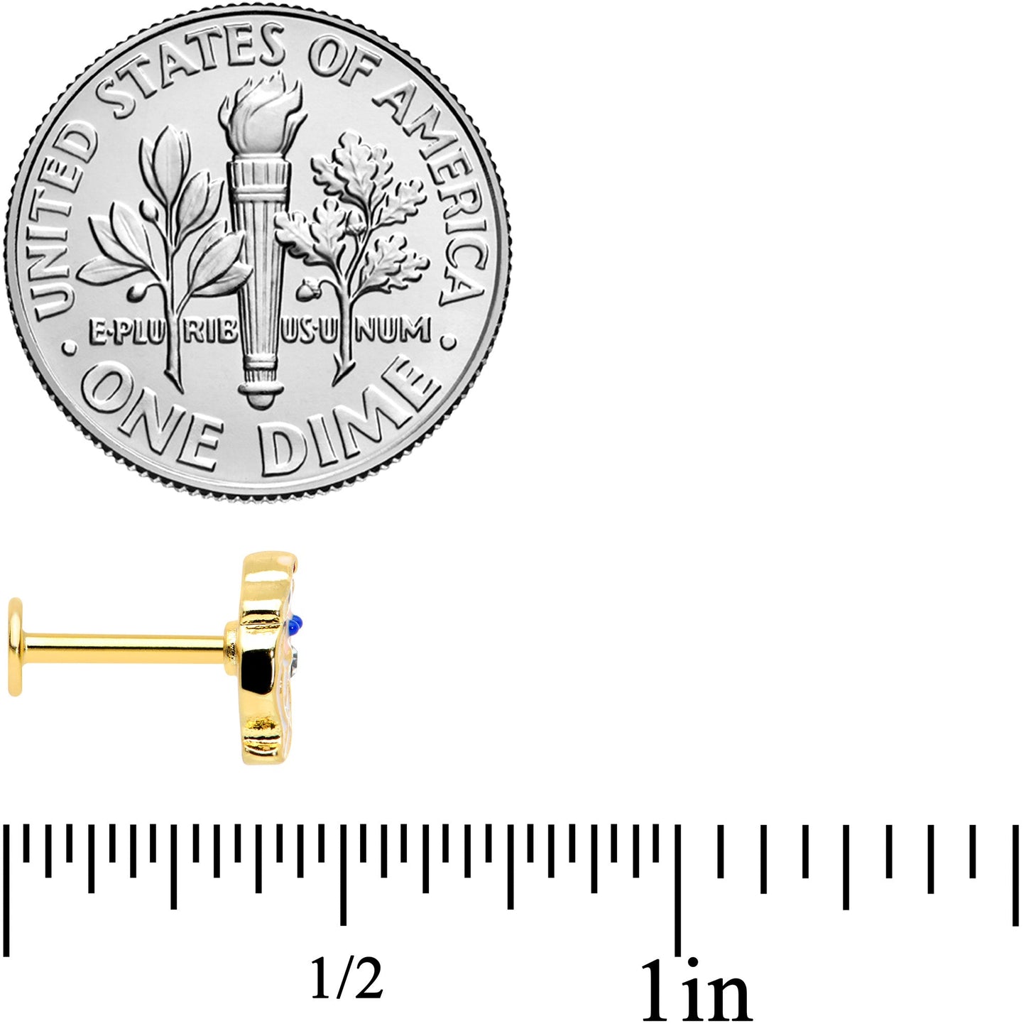 16G 5/16 Clear Gem Gold Tone Santa Christmas Labret Monroe Tragus