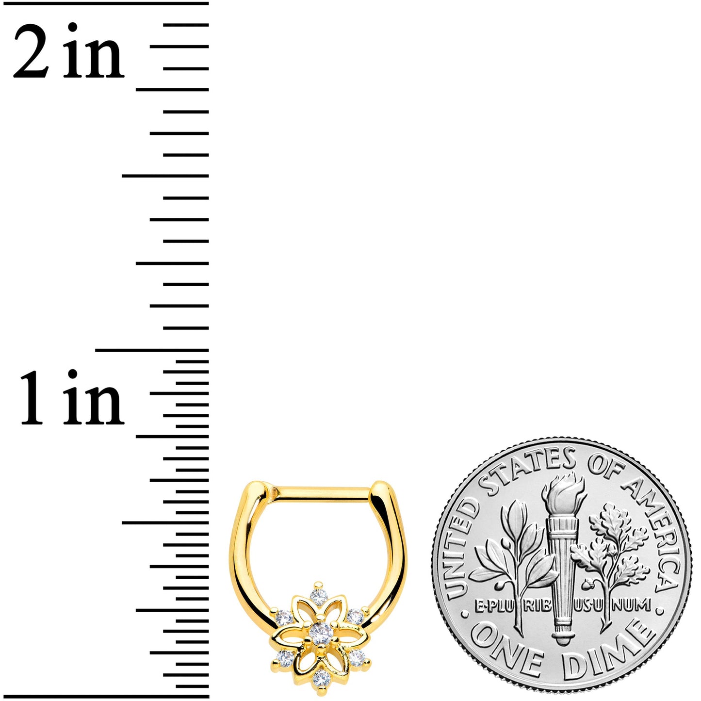 16G 6.9mm Clear Gold Tone Flower Snowflake Christmas Cartilage Clicker