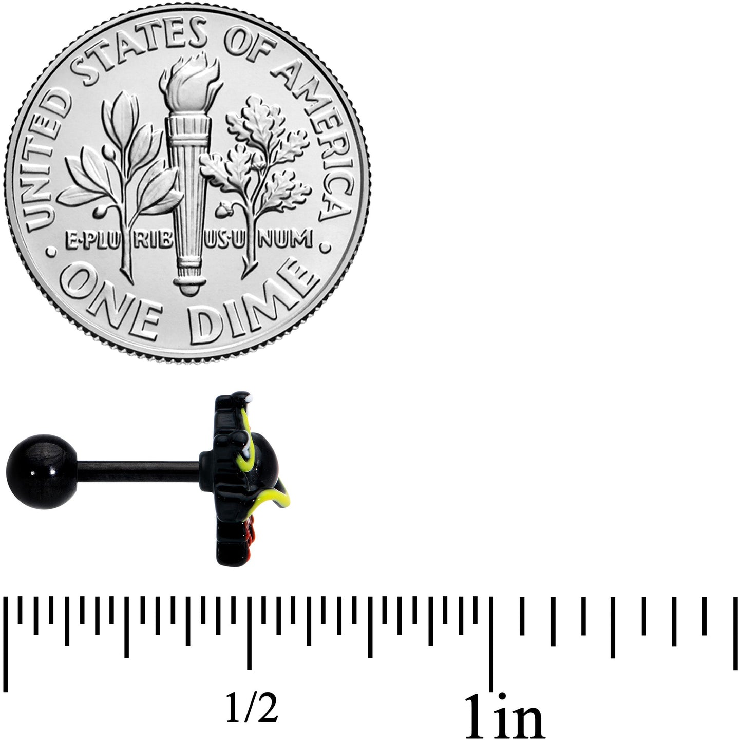 16G 1/4 Black Spiky Eyeball Halloween Cartilage Tragus Earring