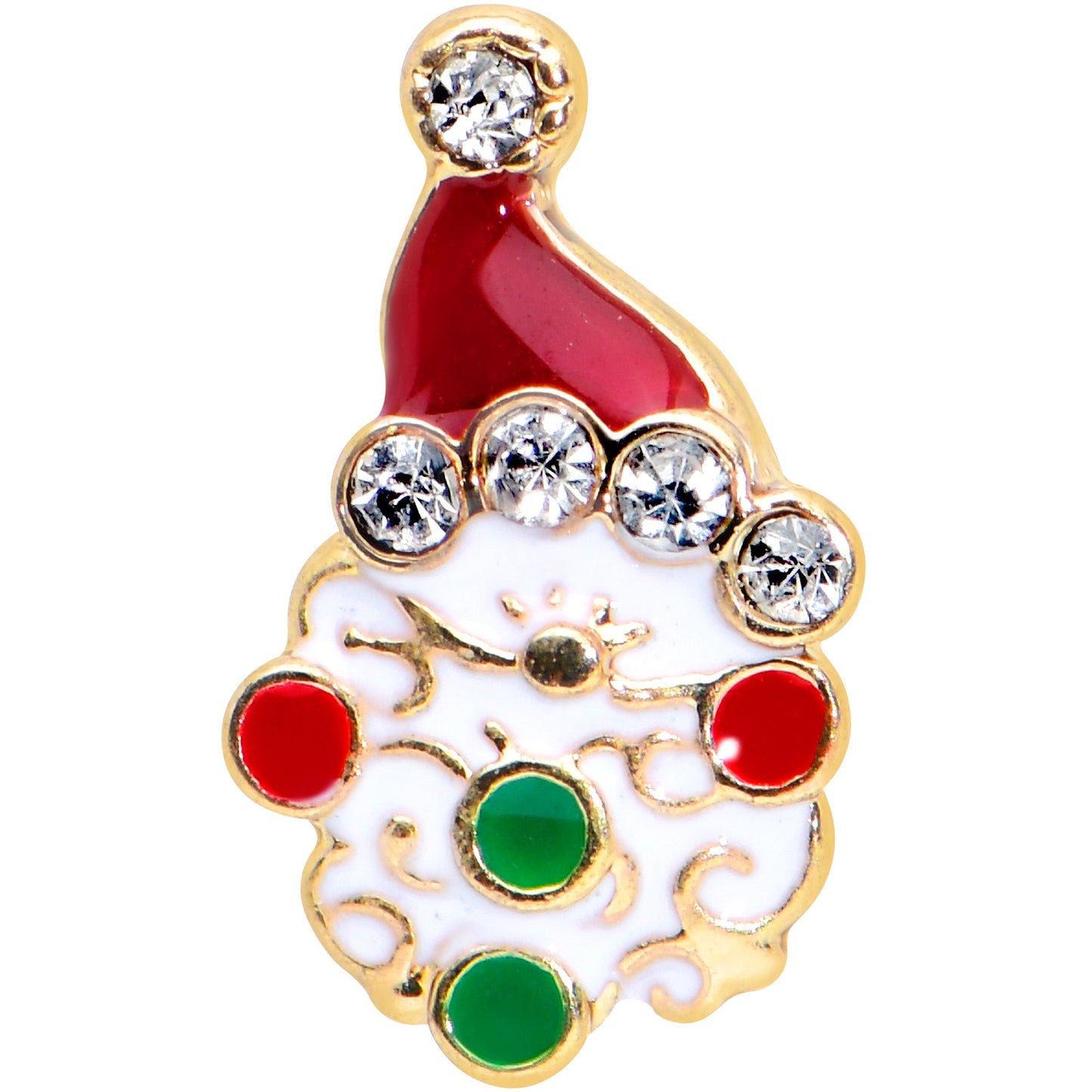 16G 5/16 Clear Gem Gold Tone Deco Santa Christmas Labret Tragus