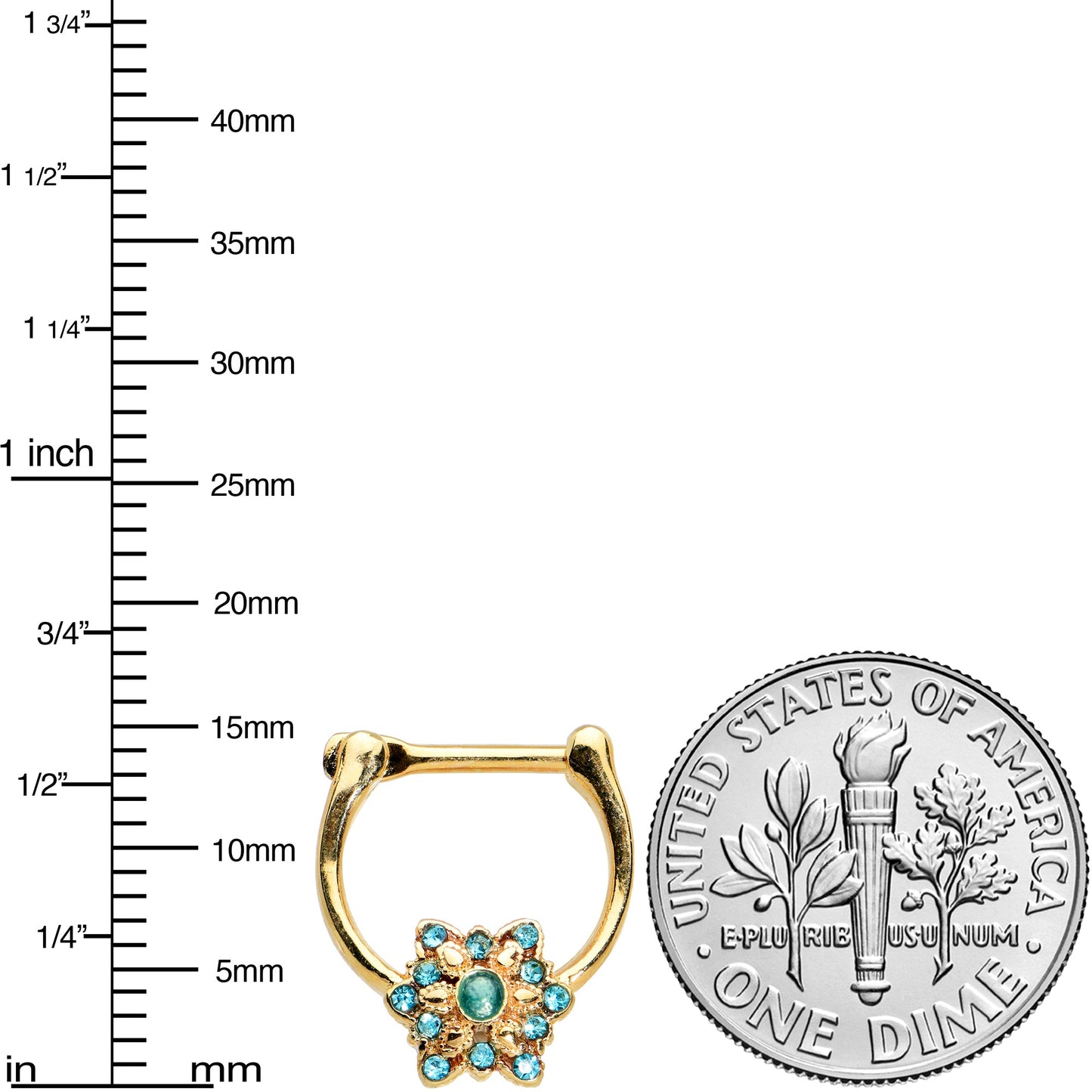 16G 5/16 Blue Gem Gold Tone Snowflake Christmas Cartilage Clicker