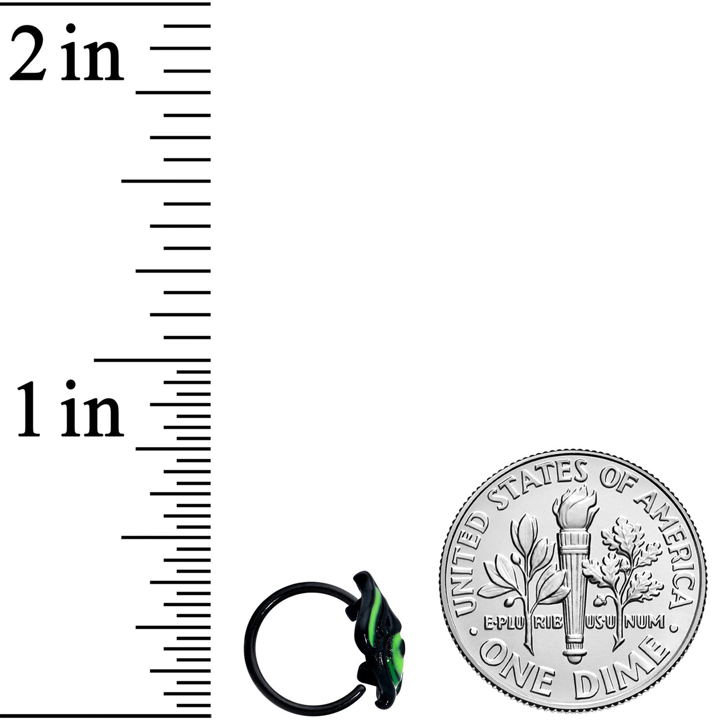 20G 5/16 Black Striking Peacock Feather Nose Hoop