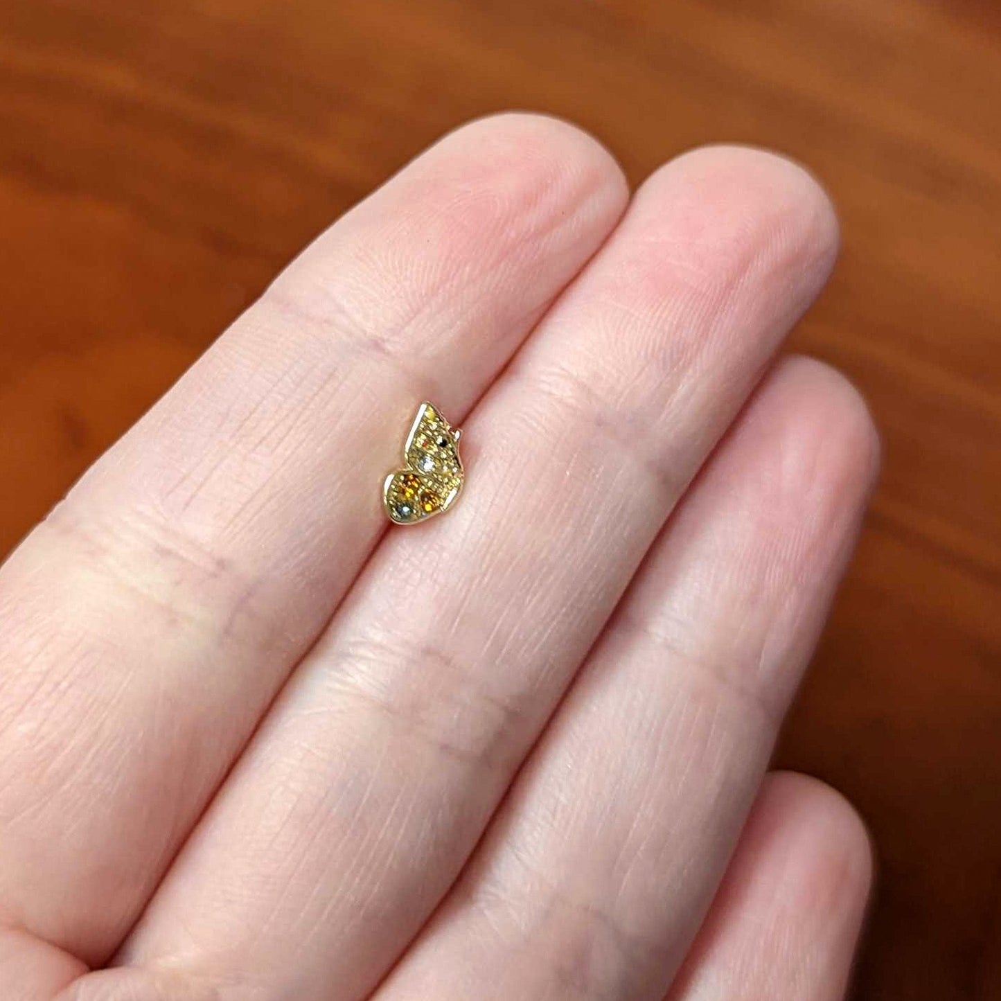 16G 1/4 Orange Gem Gold Hue Baroque Butterfly Cartilage Tragus Earring