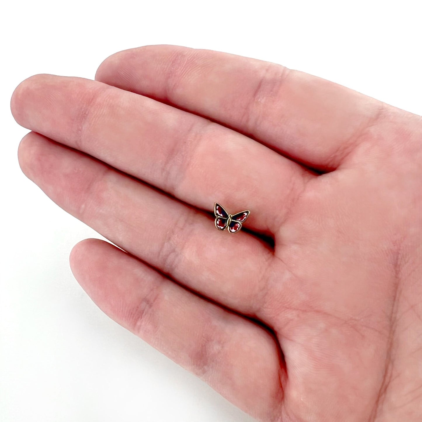 16G 5/16 Gold Tone Red White Blue Butterfly Labret Monroe Tragus