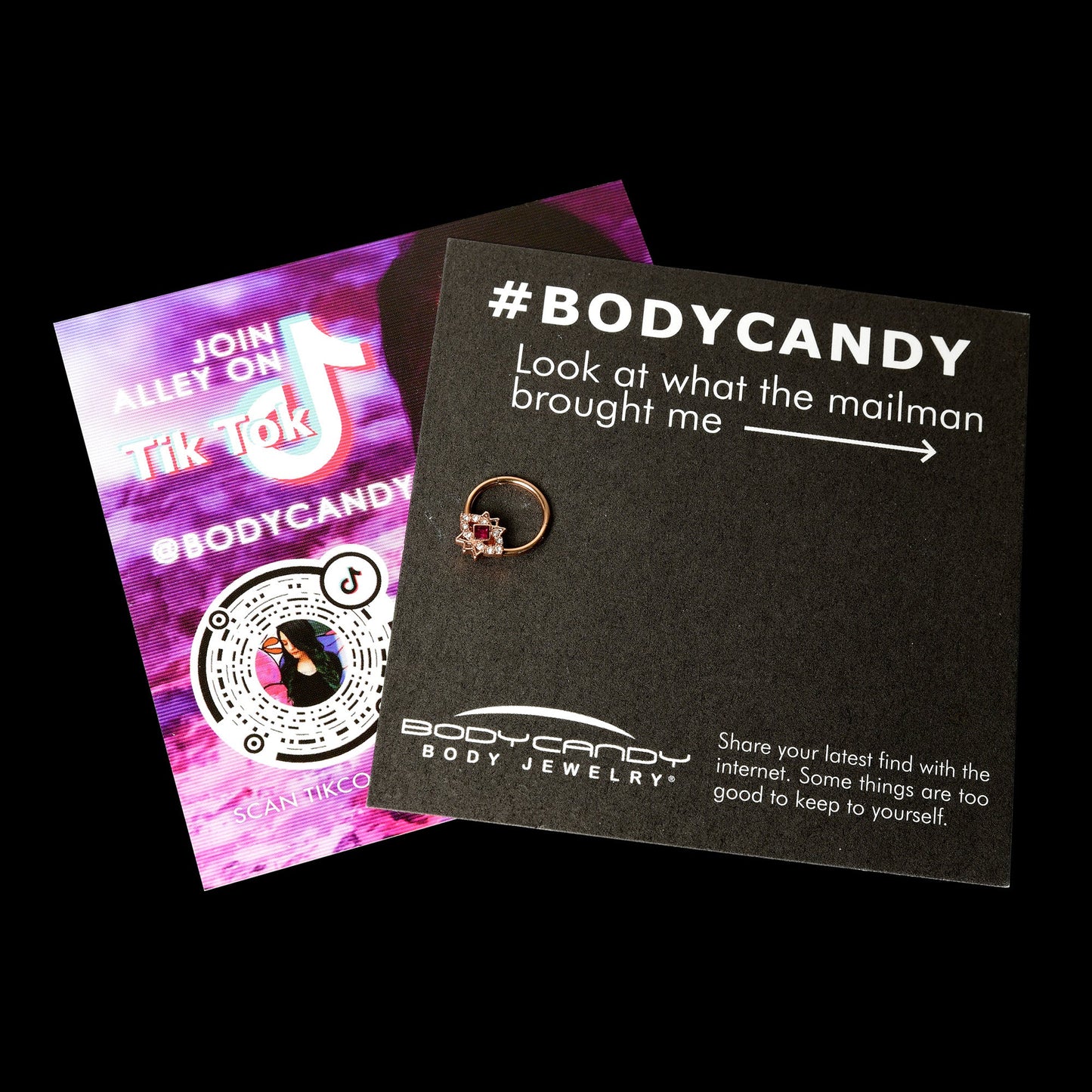 16G 3/8 Red Gem Rose Gold Tone Octogram Star Hinged Circular Ring