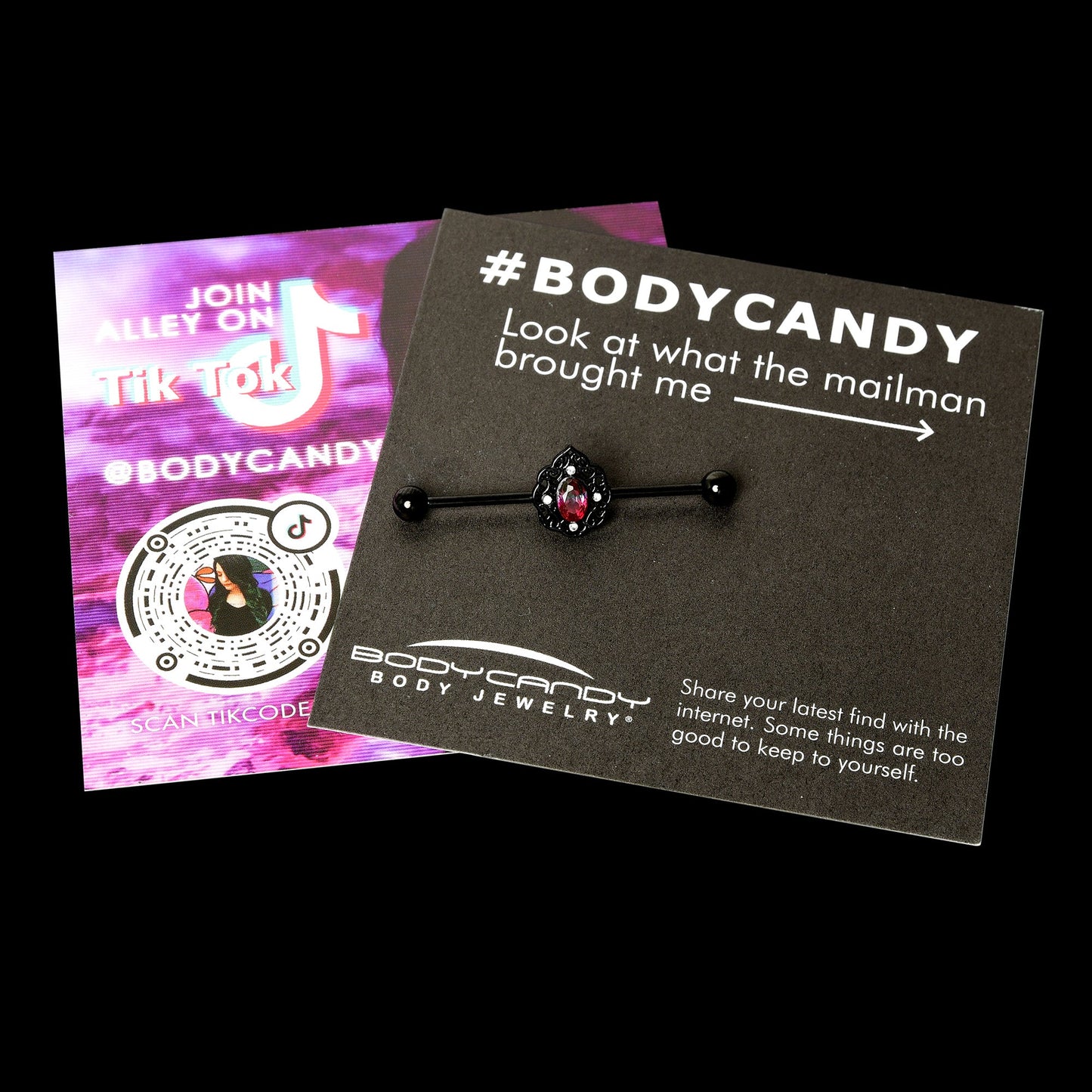 14G Purple Tourmaline Black Lacy Drop Industrial Barbell 38mm