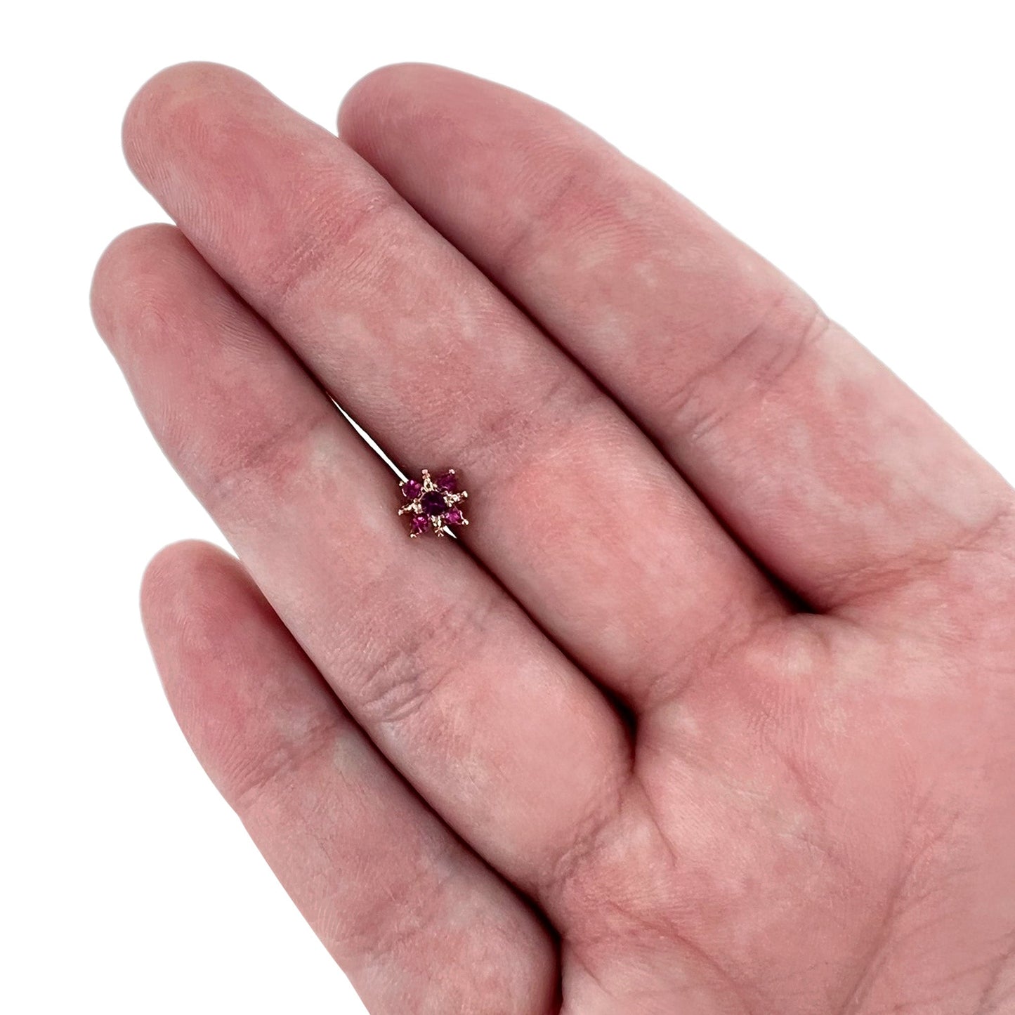 16G 5/16 Pink Gem Rose Gold Tone Sumptuous Star Labret Tragus