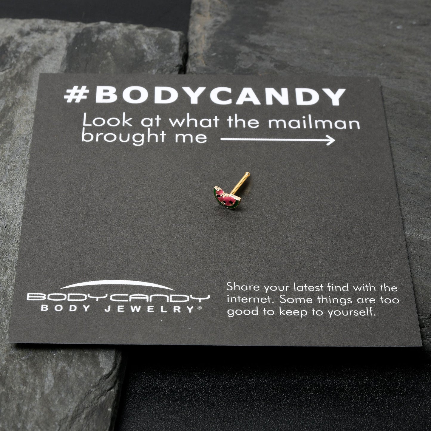 20G 1/4 Gold Tone Watermelon Bite Nose Bone