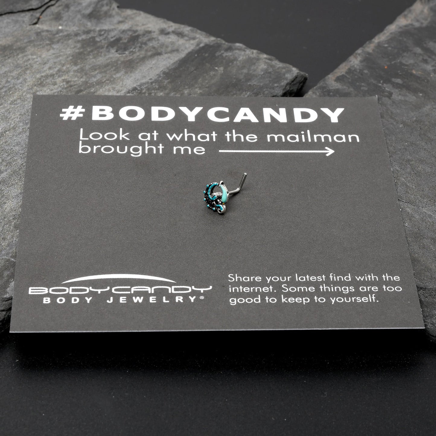 20G 1/4 Leaping Blue Dolphin L Shape Nose Ring