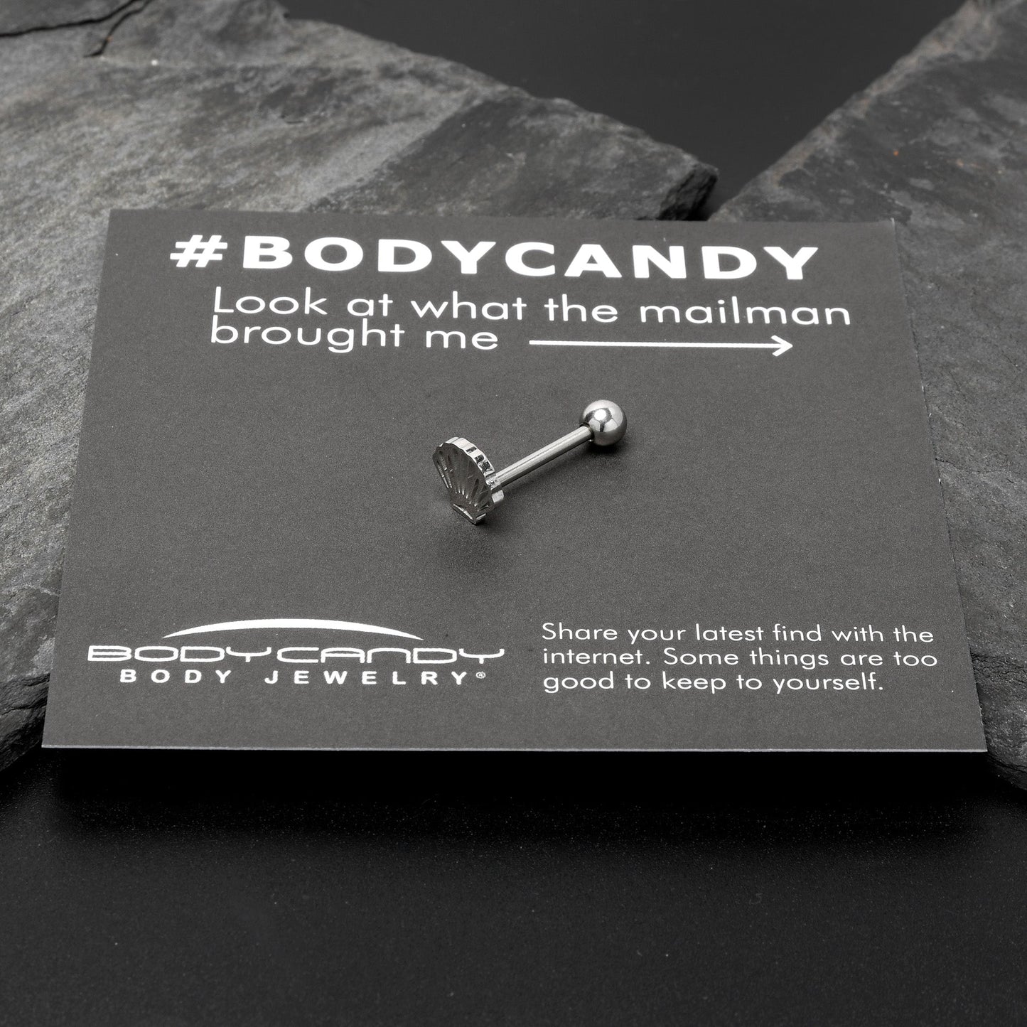 316L Surgical Steel Scalloped Sea Shell Barbell Tongue Ring