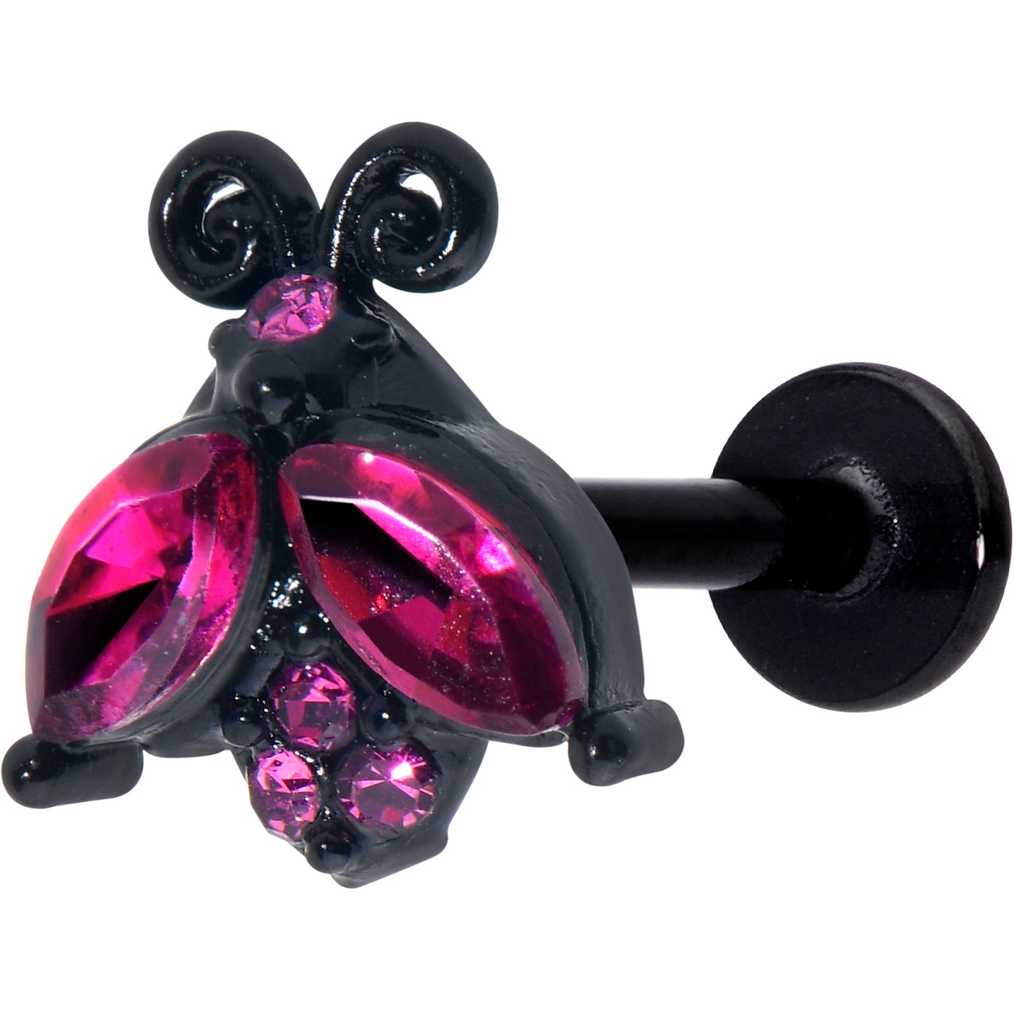 16G 5/16 Pink Gem Black Night Butterfly Labret Monroe Tragus