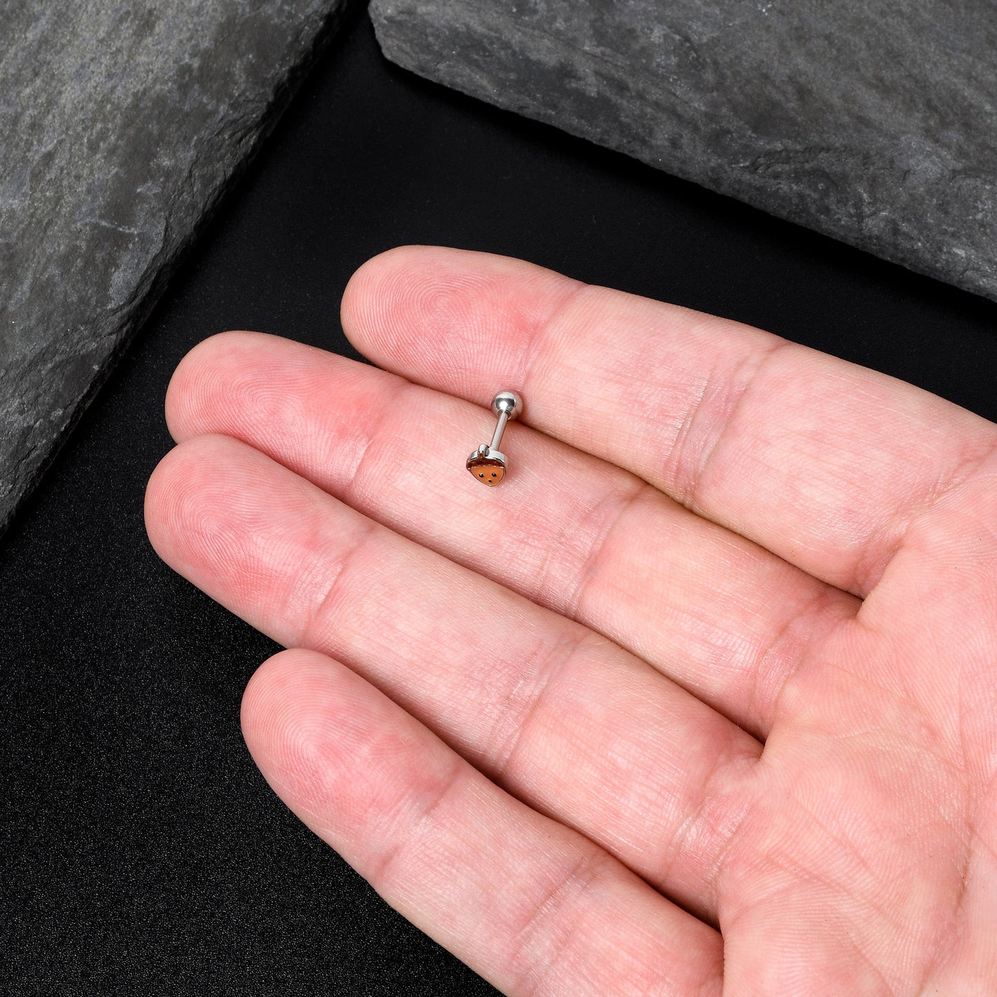 16G 5/16 Acorn Face Brown Autumn Cartilage Tragus Earring