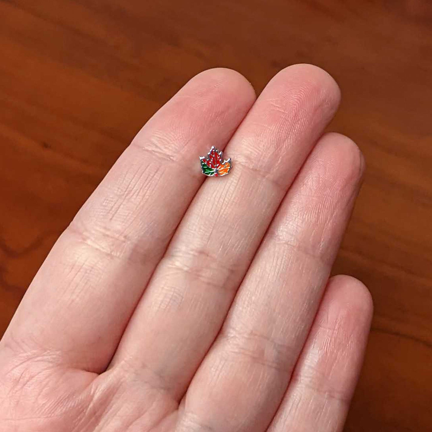 16G 5/16 Autumn Tricolor Red Maple Leaf Labret Monroe Tragus