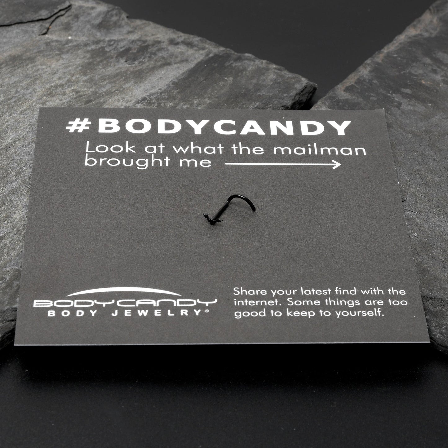 20G 1/4 Black Anodized Itty Bitty Bat Left Side Nose Screw