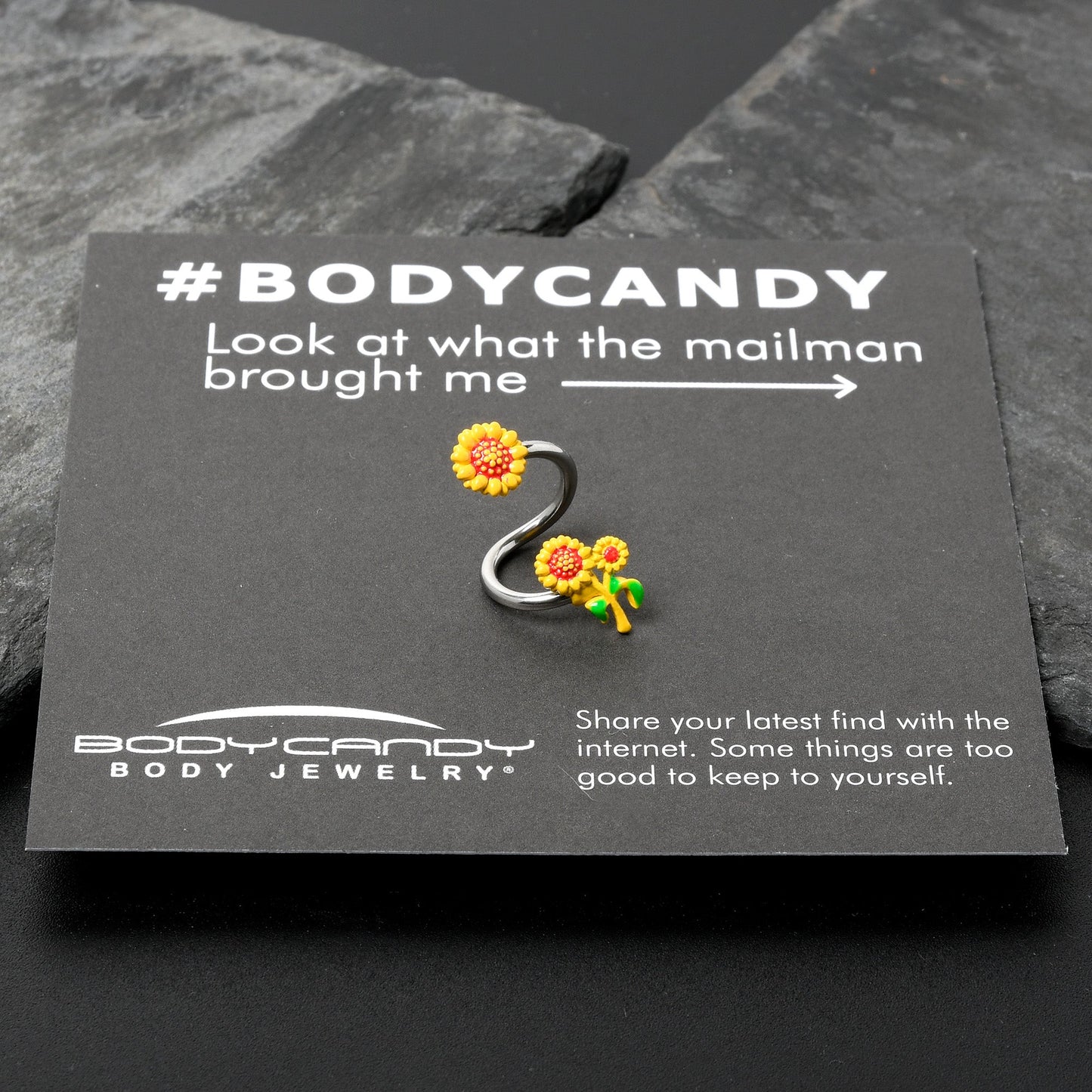 Happy Sunflower Trio Spiral Twister Belly Ring