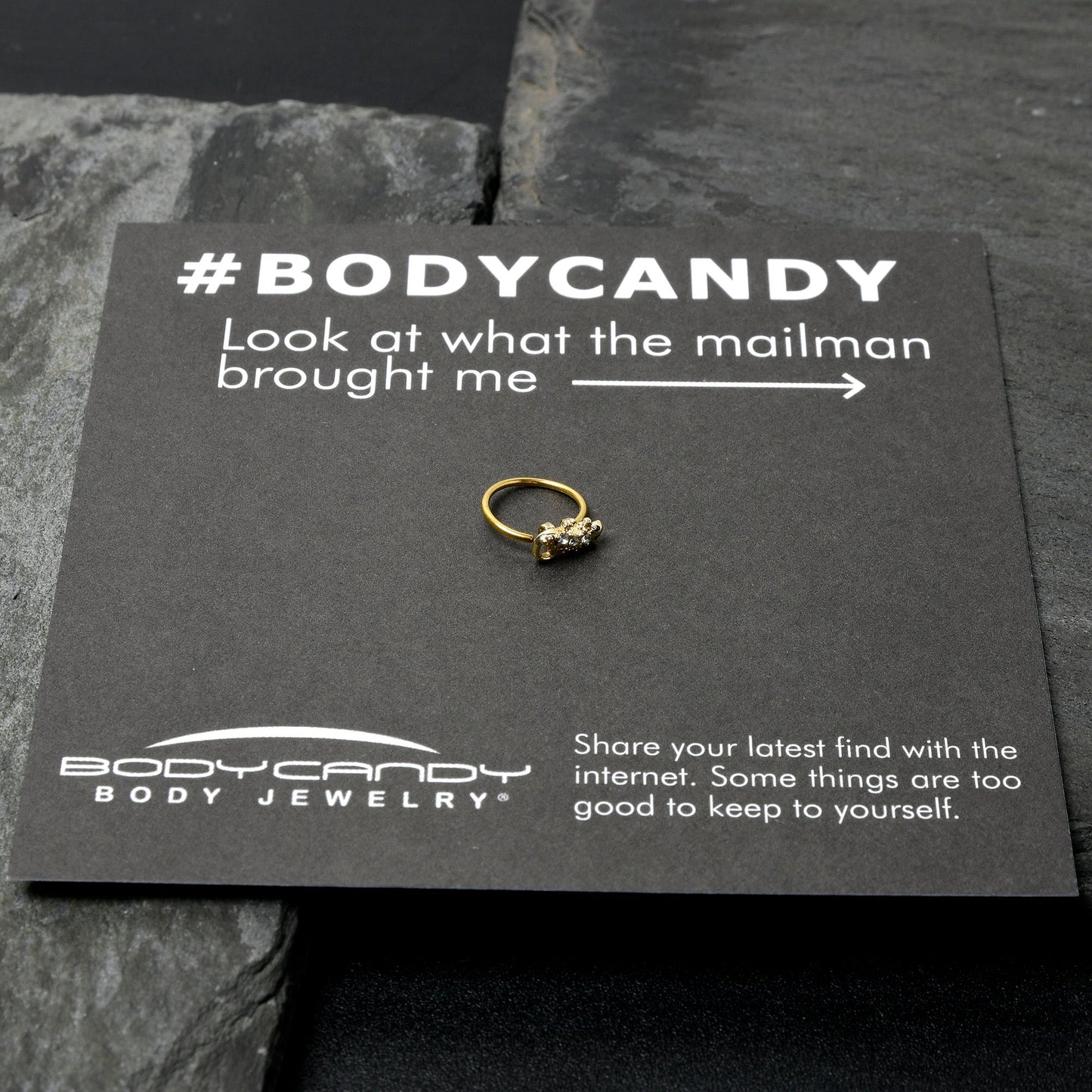 20G 5/16 Clear Gem Gold Tone Luscious Lizard Nose Hoop