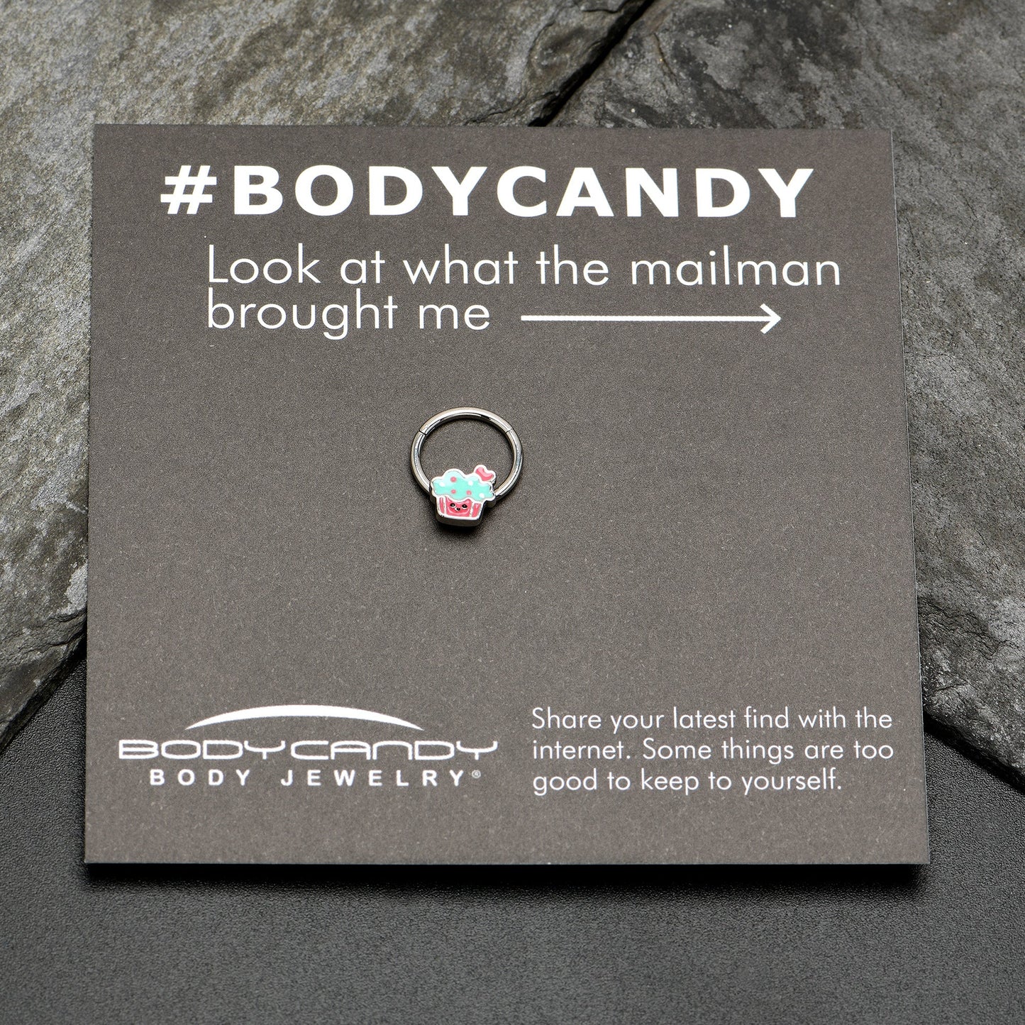 16G 3/8 Sweet Happy Cupcake Hinged Segment Ring