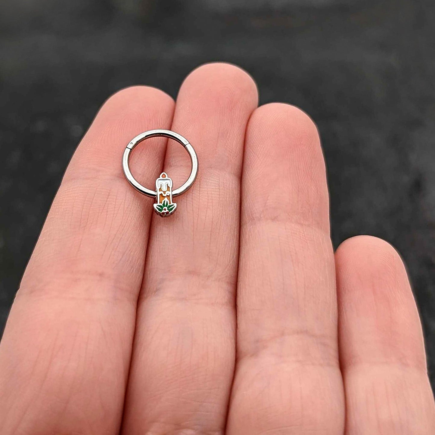 16G 3/8 Sweet Holiday Candle Christmas Hinged Segment Ring