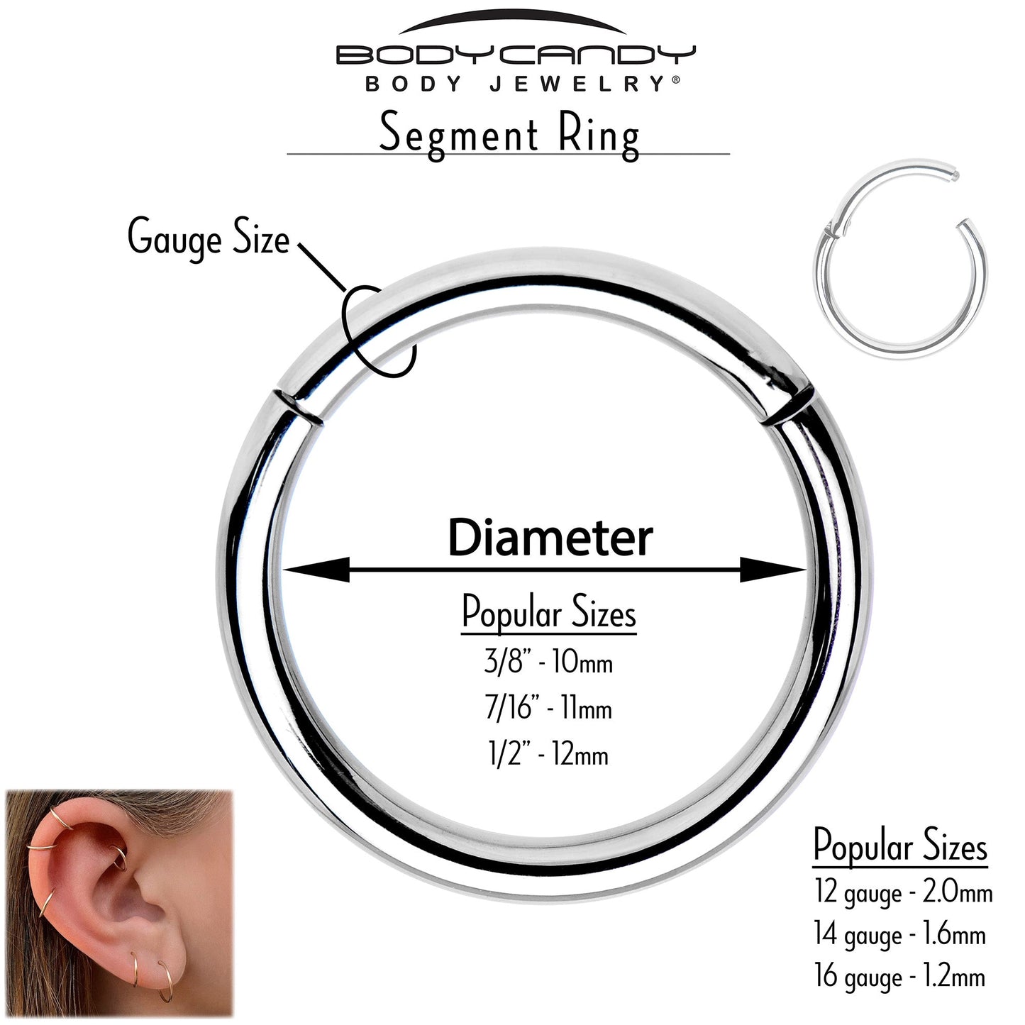 16G 3/8 Cheery Inlay Sunflowers Hinged Segment Ring