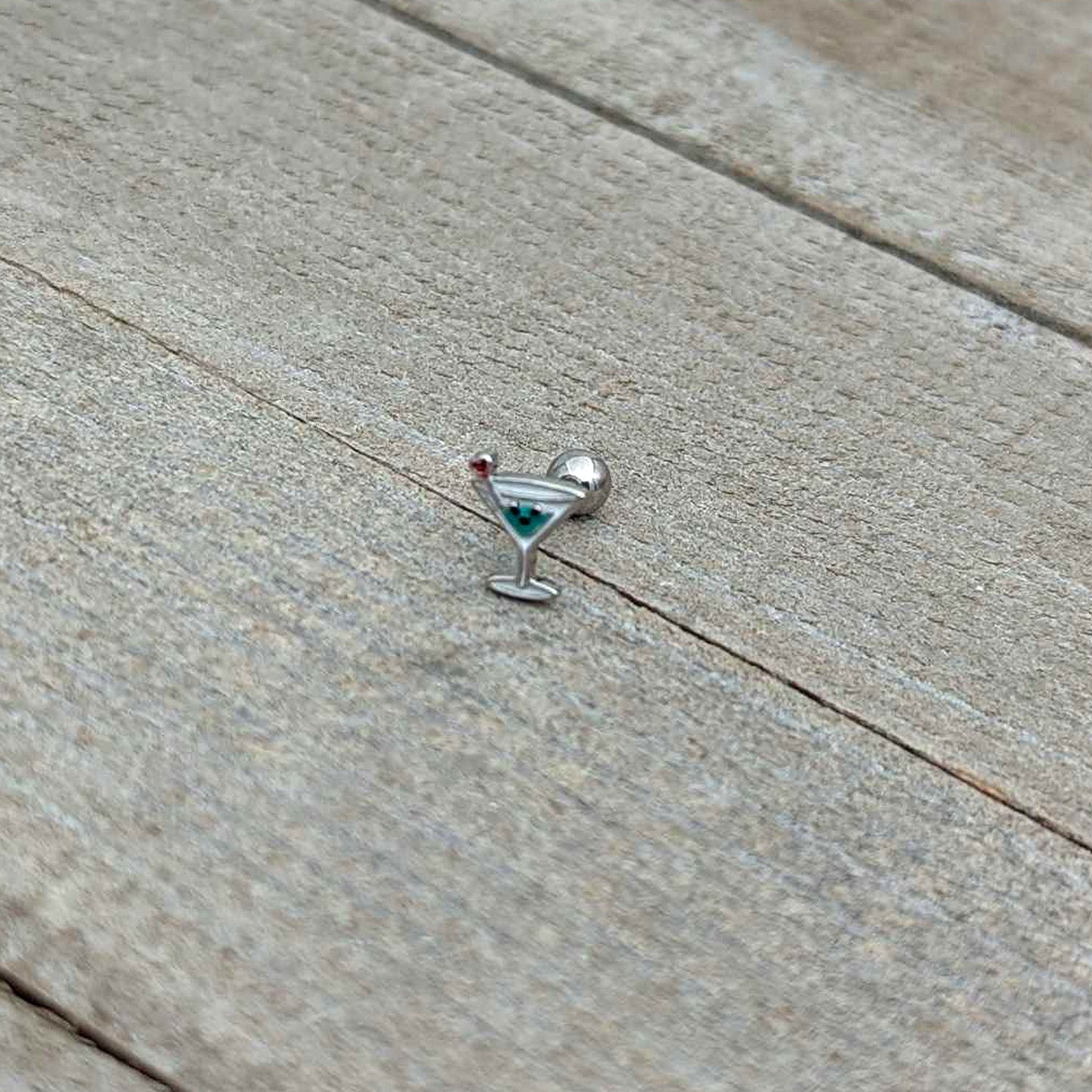 16G 1/4 Sweet Martini Glass Heart Cartilage Tragus Earring
