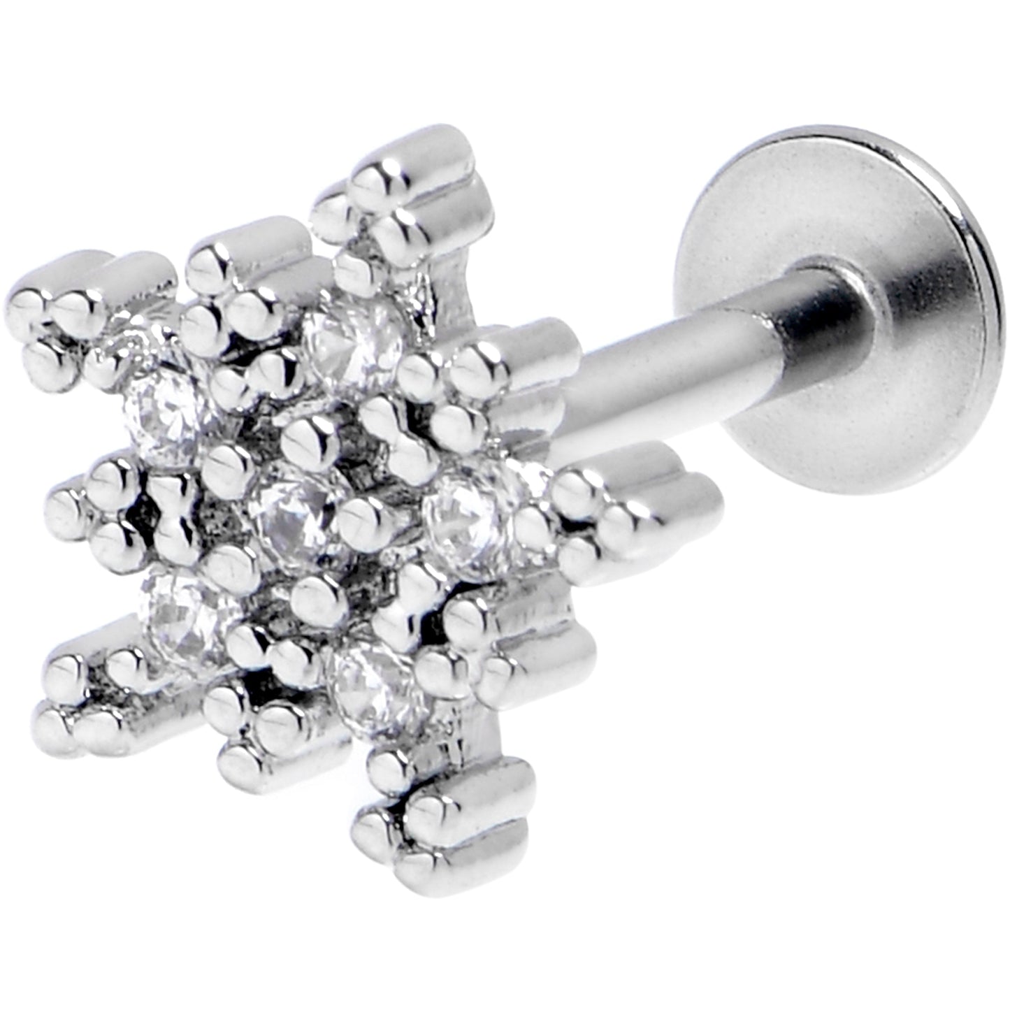 16G 1/4 Clear Gem Classic Snowflake Christmas Labret Tragus