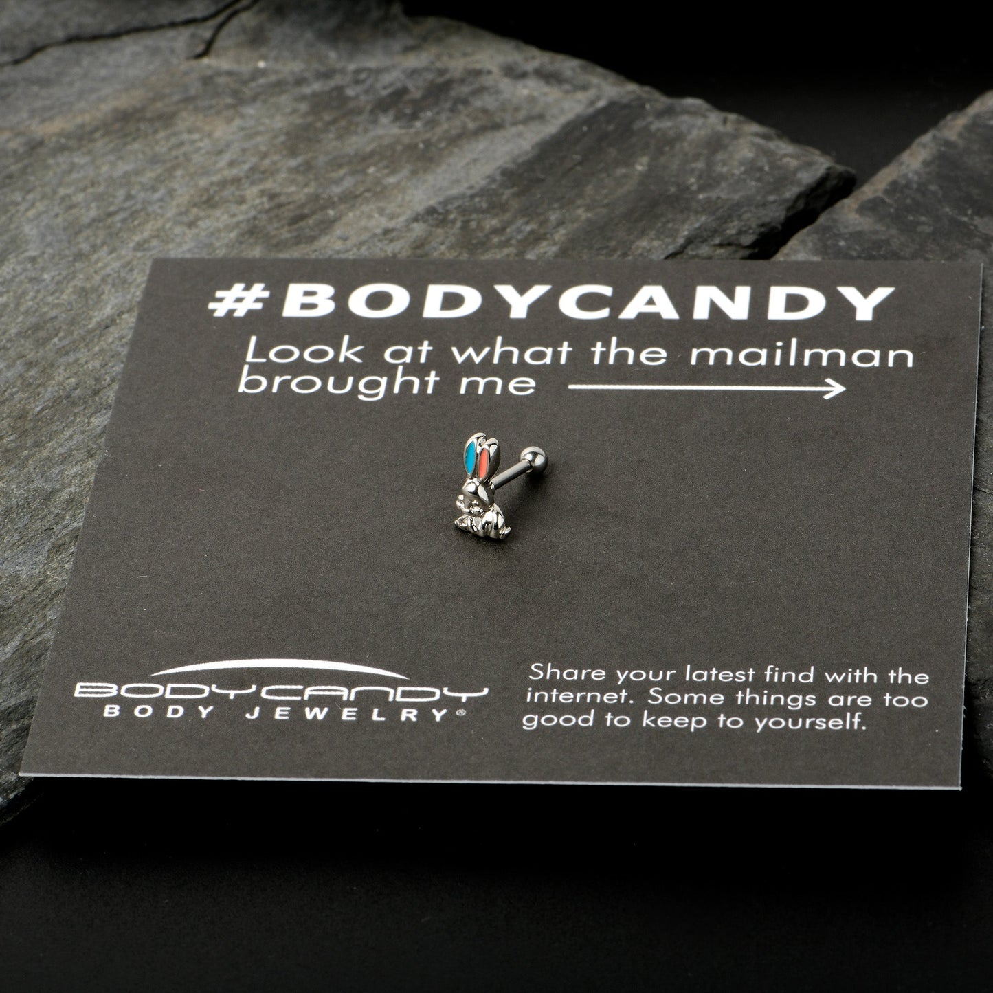 16G 5/16 Easter Bunny Blue Red Ears Cartilage Tragus Earring