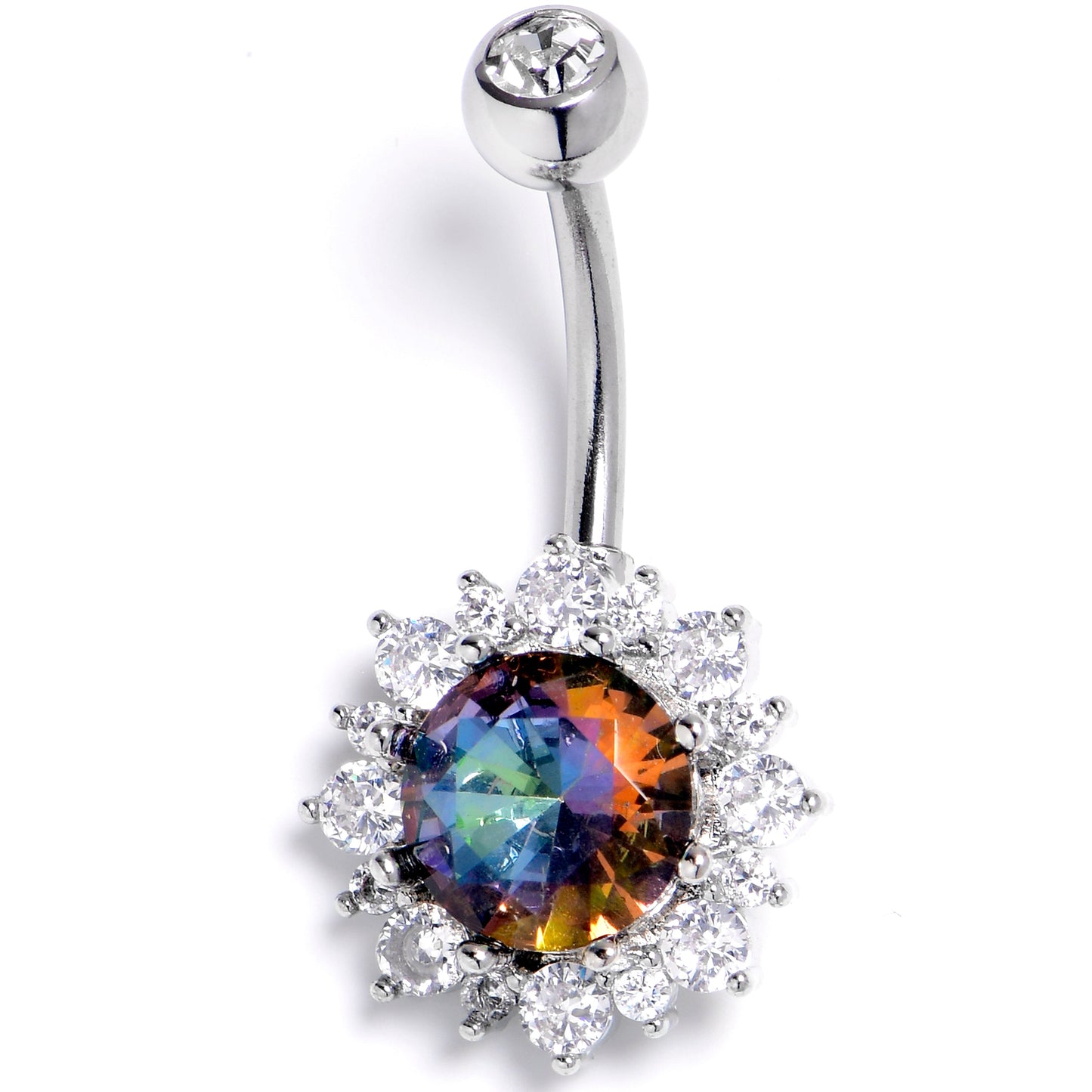 Clear Vitrail Gem Baroque Sun Belly Ring