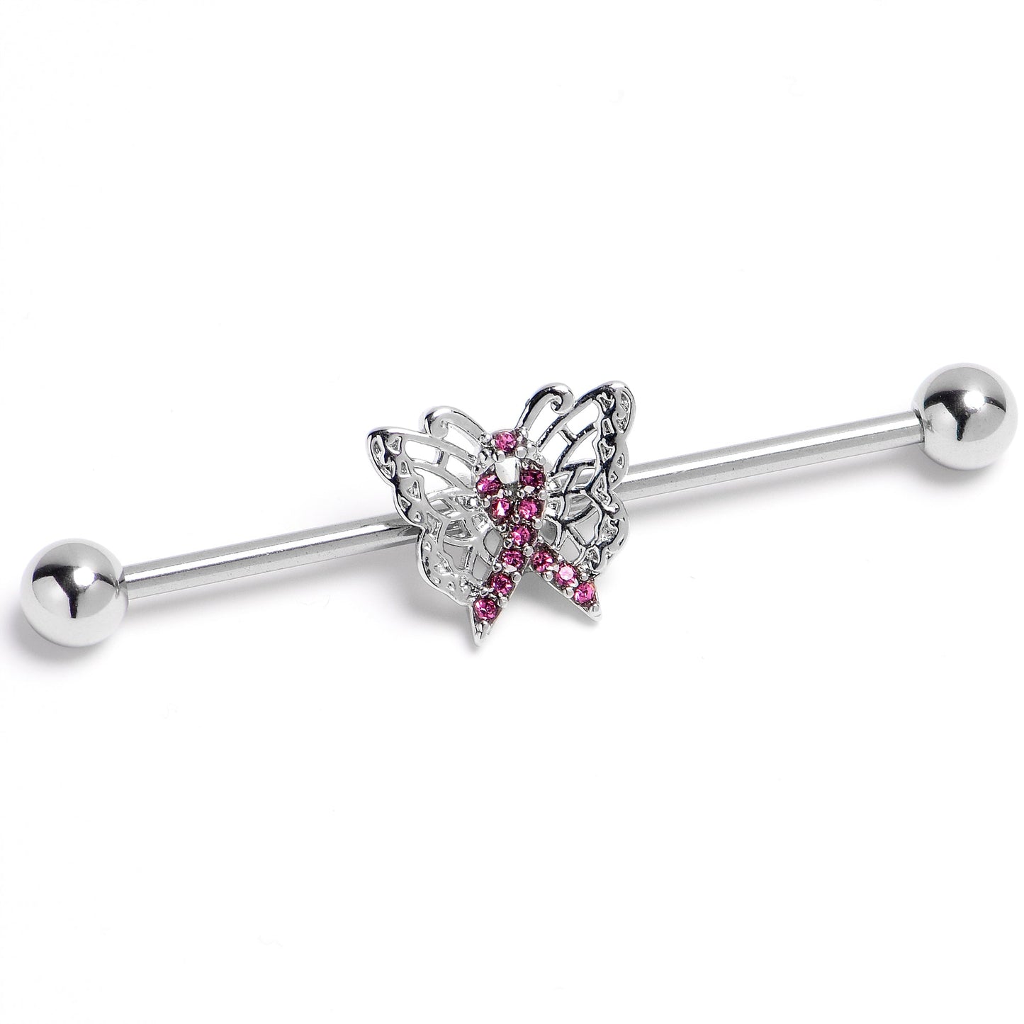 14G Purplish Beauty in Flight Butterfly Industrial Barbell 38mm