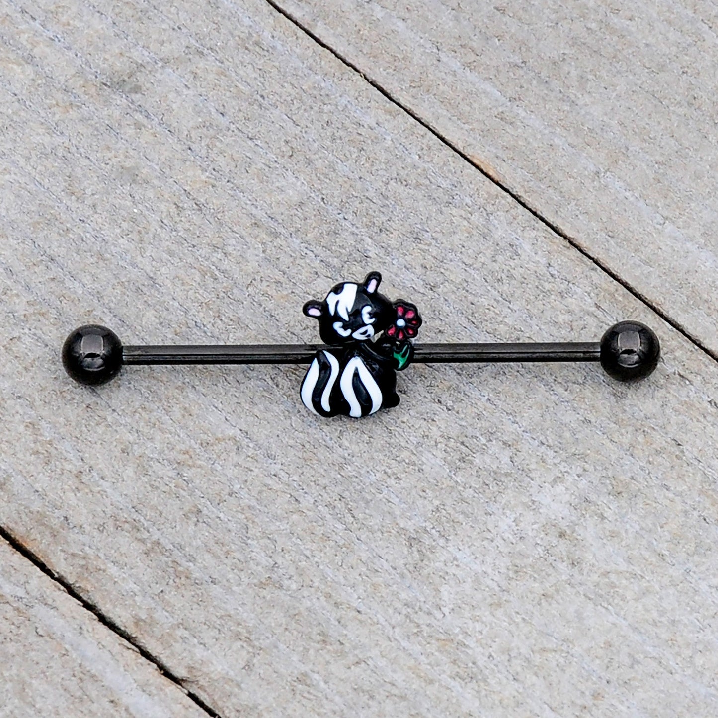 14G Black Funky Skunk Industrial Barbell 38mm