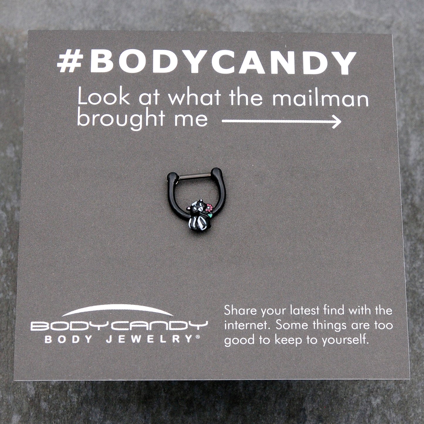 16G 5/16 Black Funky Skunk Cartilage Clicker