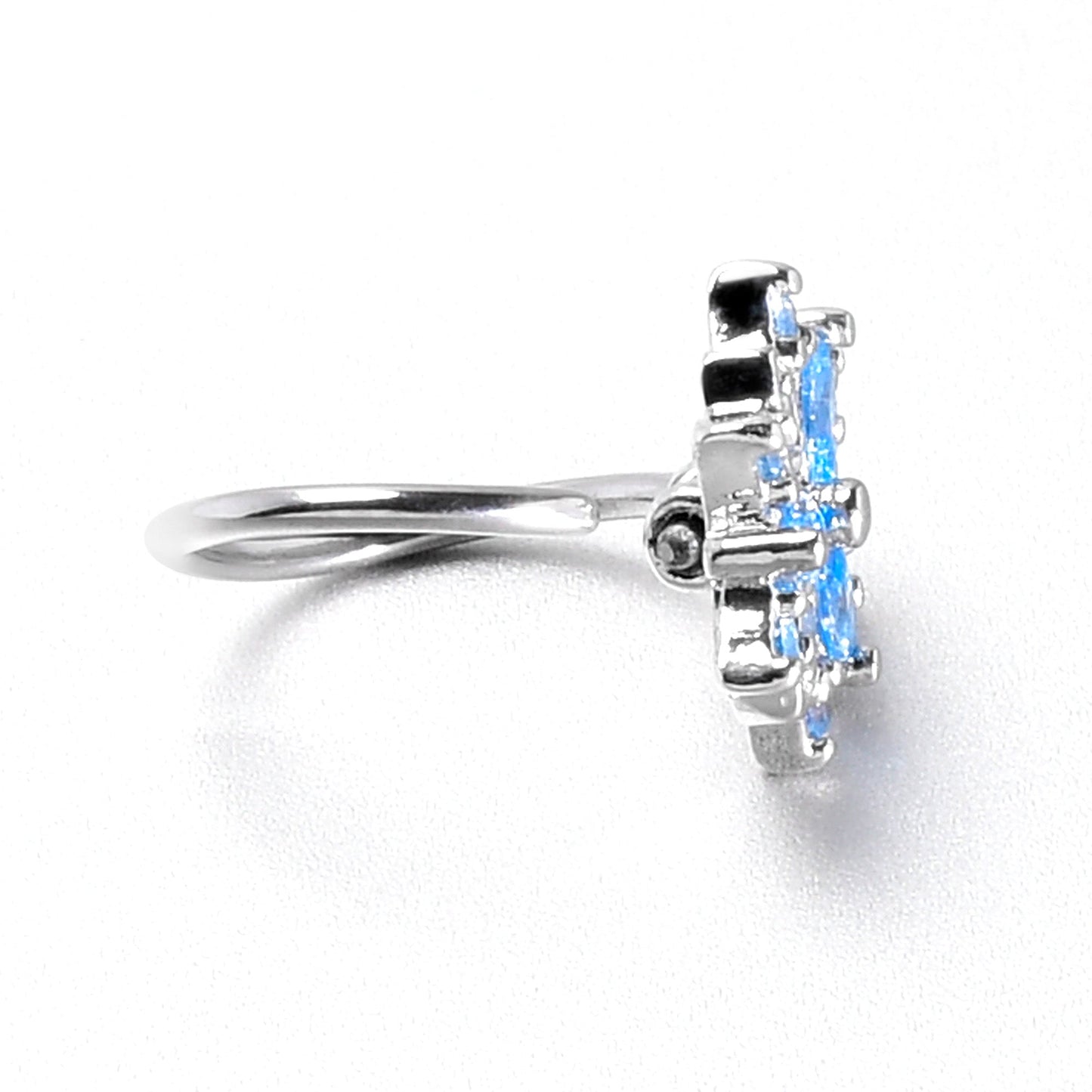 20G 5/16 Blue CZ Gem Snowflake Style Nose Hoop