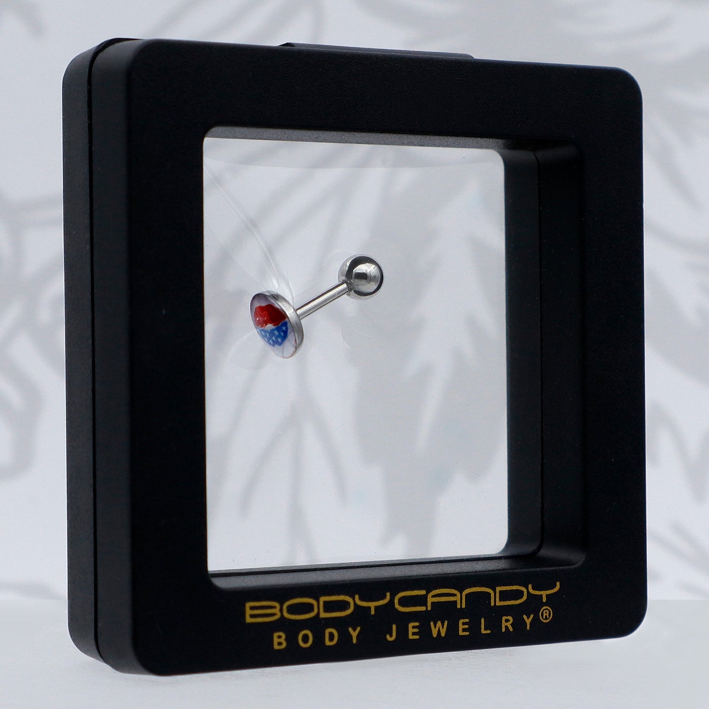 16G 1/4 Inlay Patriotic Kissy Lips Cartilage Tragus Earring