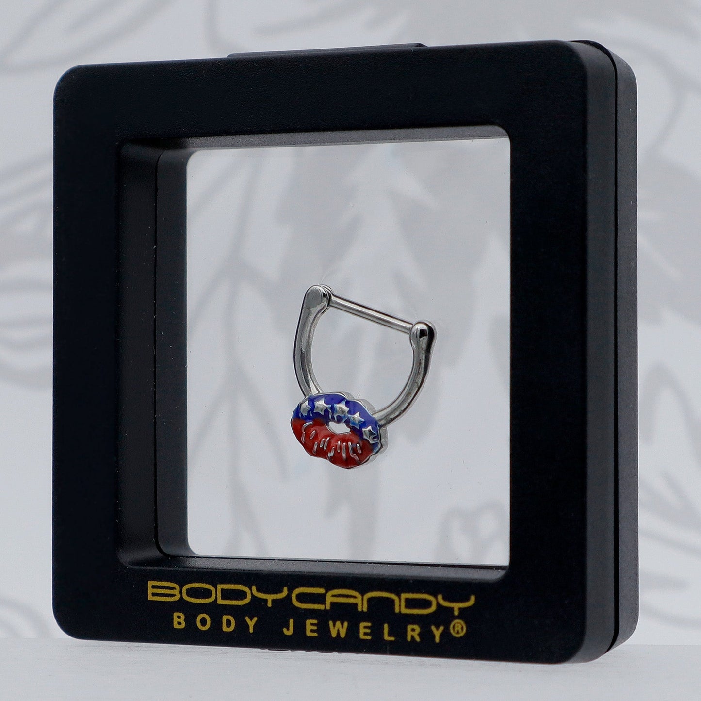 16G 5/16 Patriotic Kissy Lips Cartilage Clicker