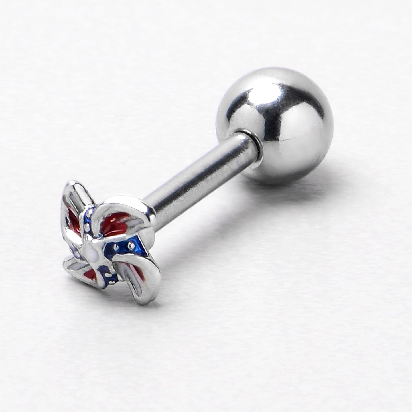 16G 1/4 Patriotic Pinwheel Cartilage Tragus Earring