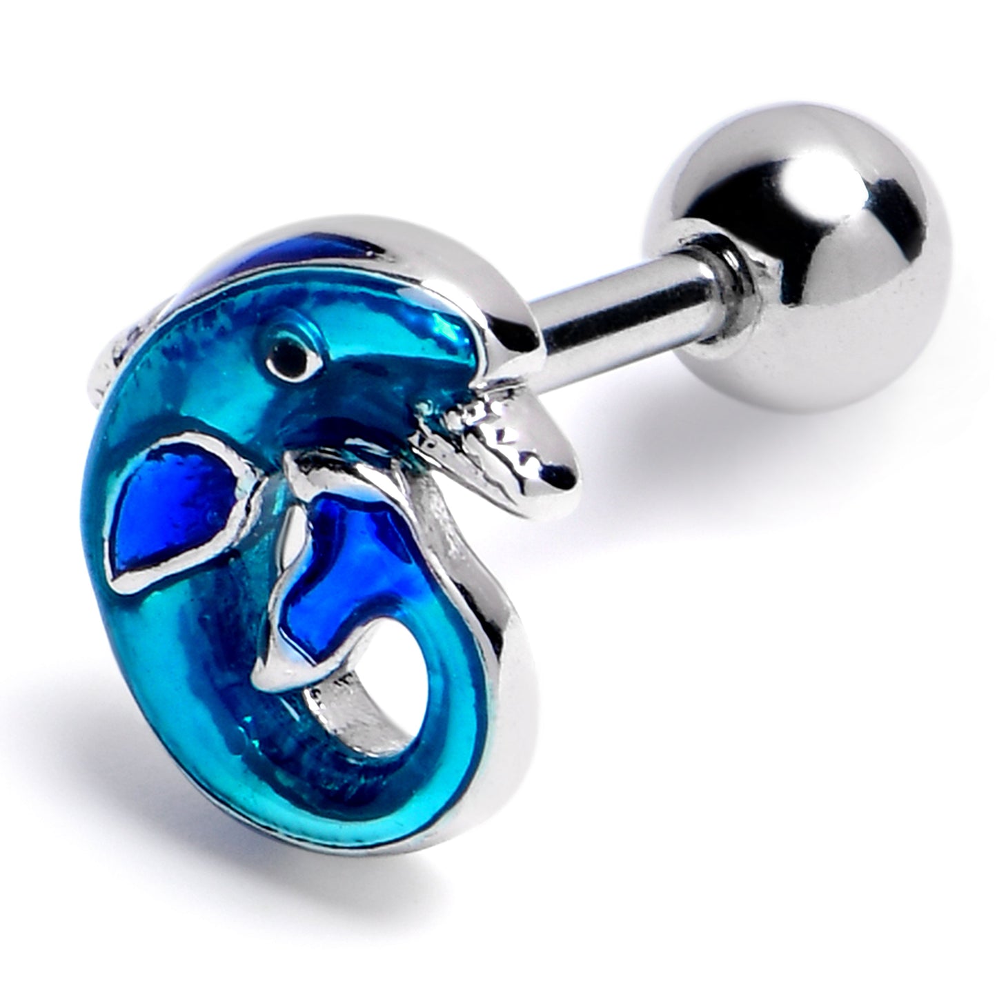 16G 1/4 Dolphin Blue Beauty Cartilage Tragus Earring