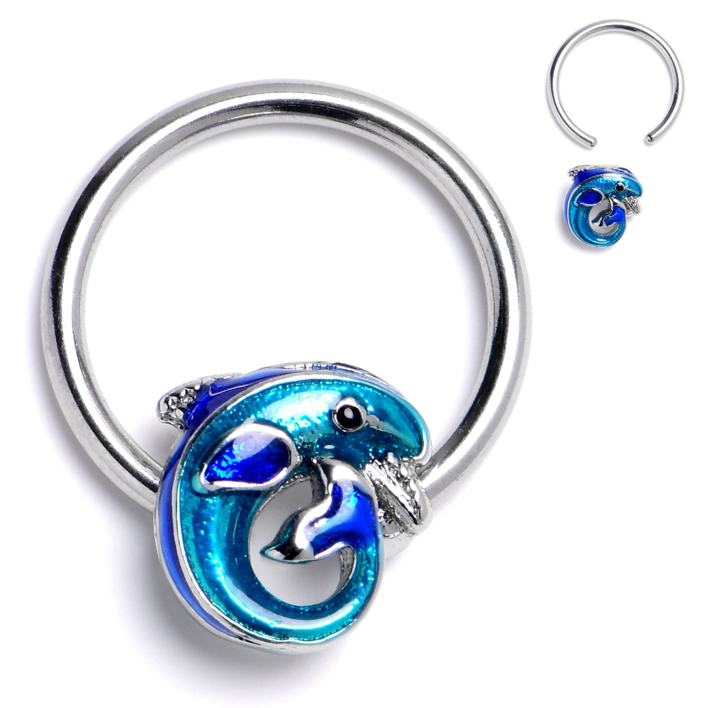 16G 3/8 Dolphin Blue Beauty BCR Captive Ring