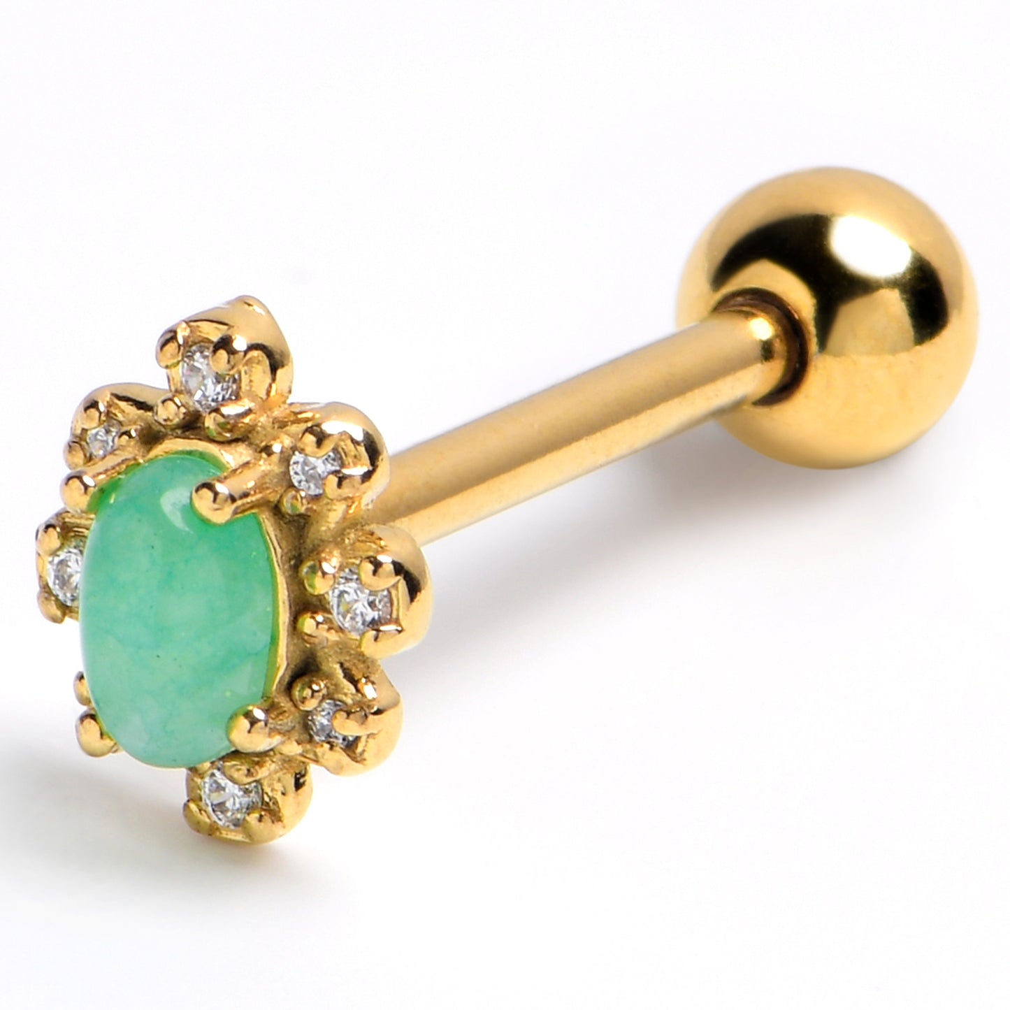 Clear Gem Gold Tone Envy Glamour Barbell Tongue Ring