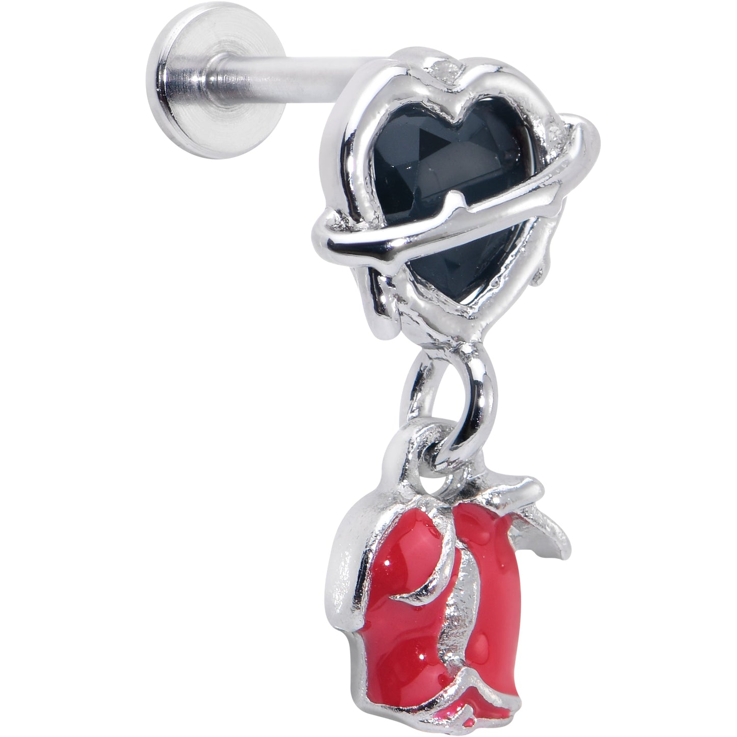 16G 5/16 Barbed Heart Internally Threaded Labret Monroe Tragus