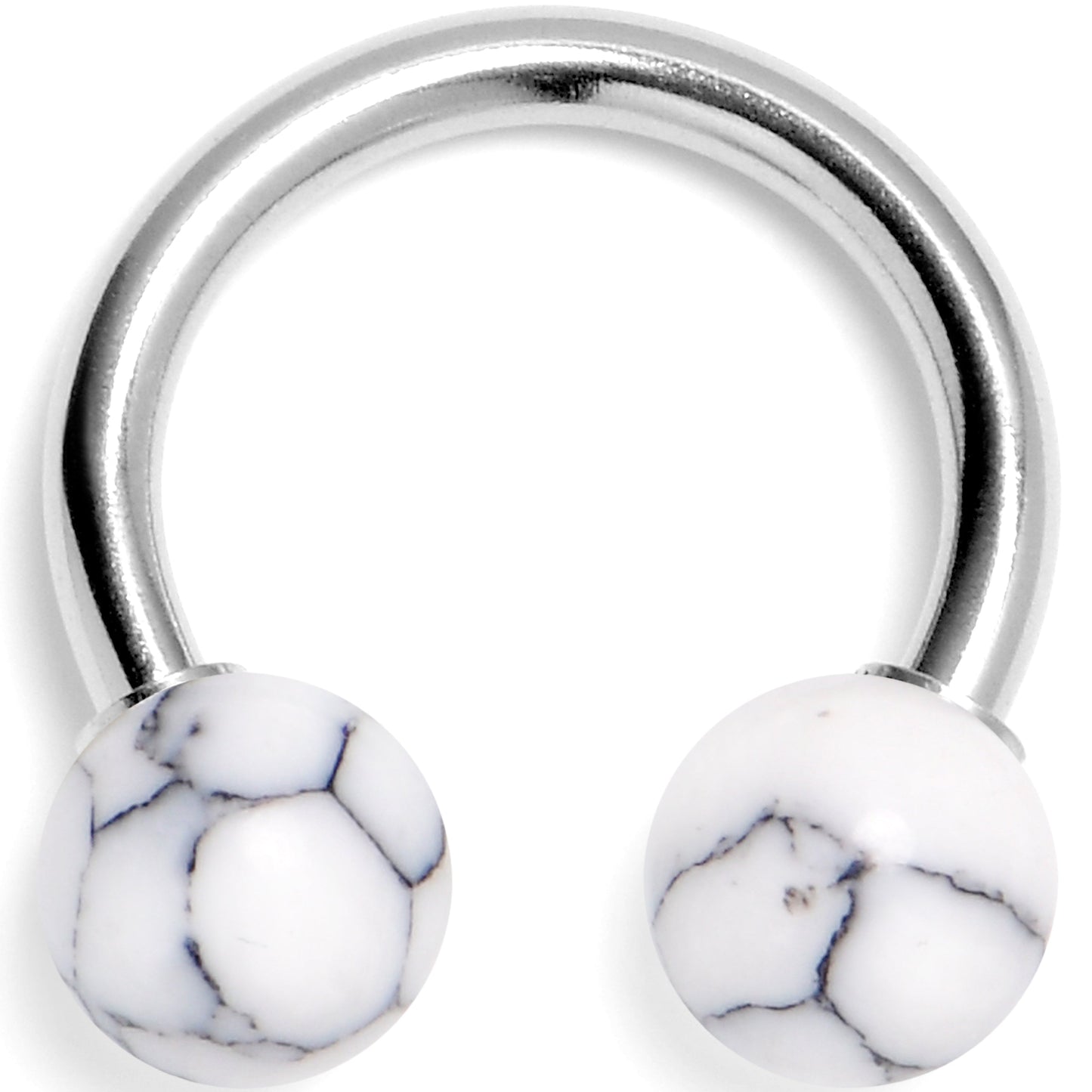 14G 3/8 White Howlite Natural Stone Horseshoe Circular Barbell