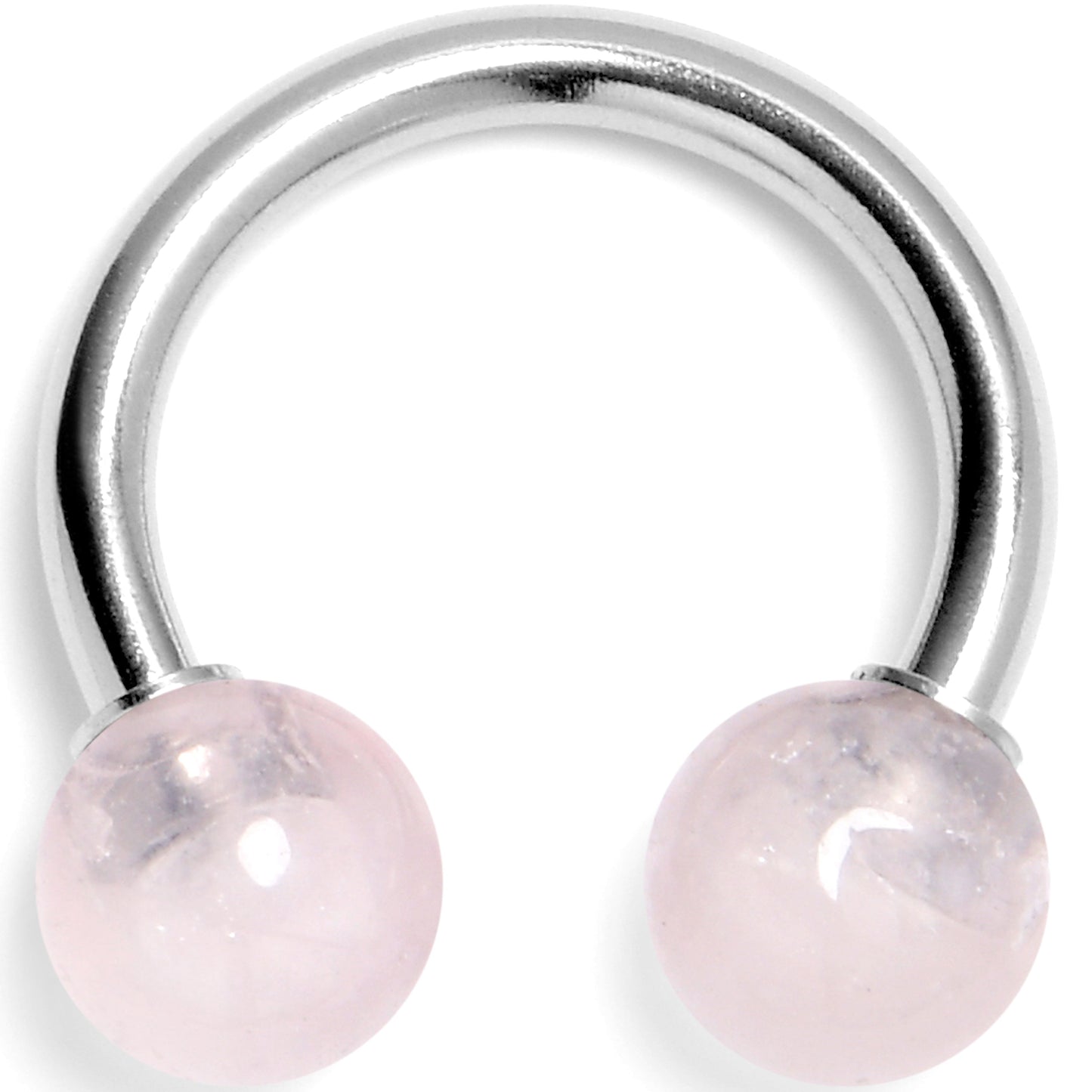 14G 3/8 Pink Crystal Natural Stone Horseshoe Circular Barbell
