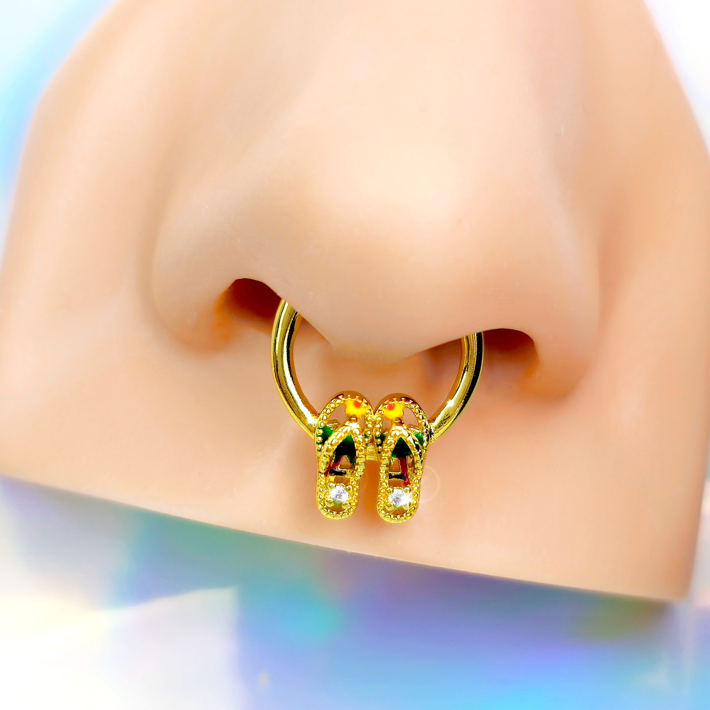 16G 5/16 Clear Gem Gold Tone Beach Sandals Cartilage Clicker