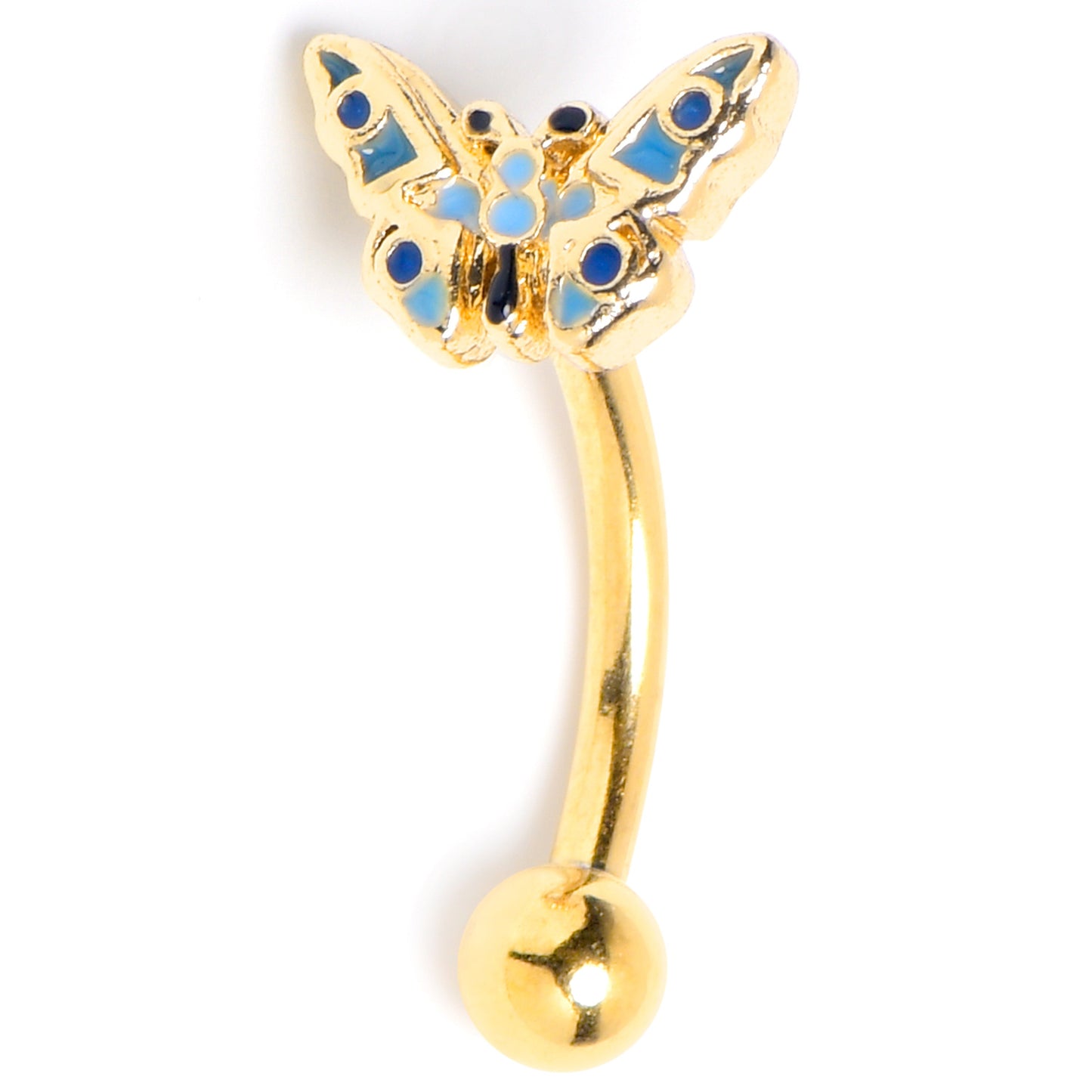 16G 5/16 Gold Tone Evening Butterfly Curved Eyebrow Ring