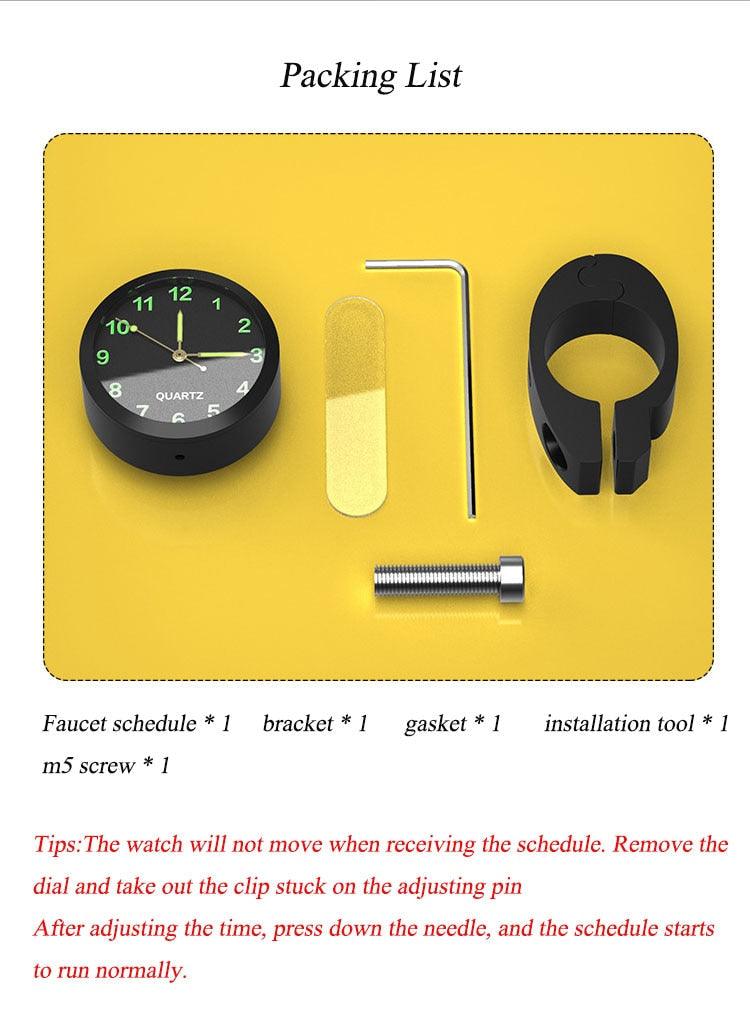 7/8" Universal Motorcycle Handlebar Watch Bike Hand Grip Bar Mount Dial Clock Motorcycle Handlebar Watch Mount Clock Glow Mount Clock Dial Watch Fit Waterproof For Scooter Bicycle Motor ATV