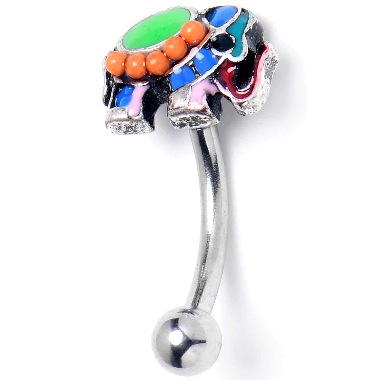 16G 5/16 Colorful Elephant Curved Eyebrow Ring