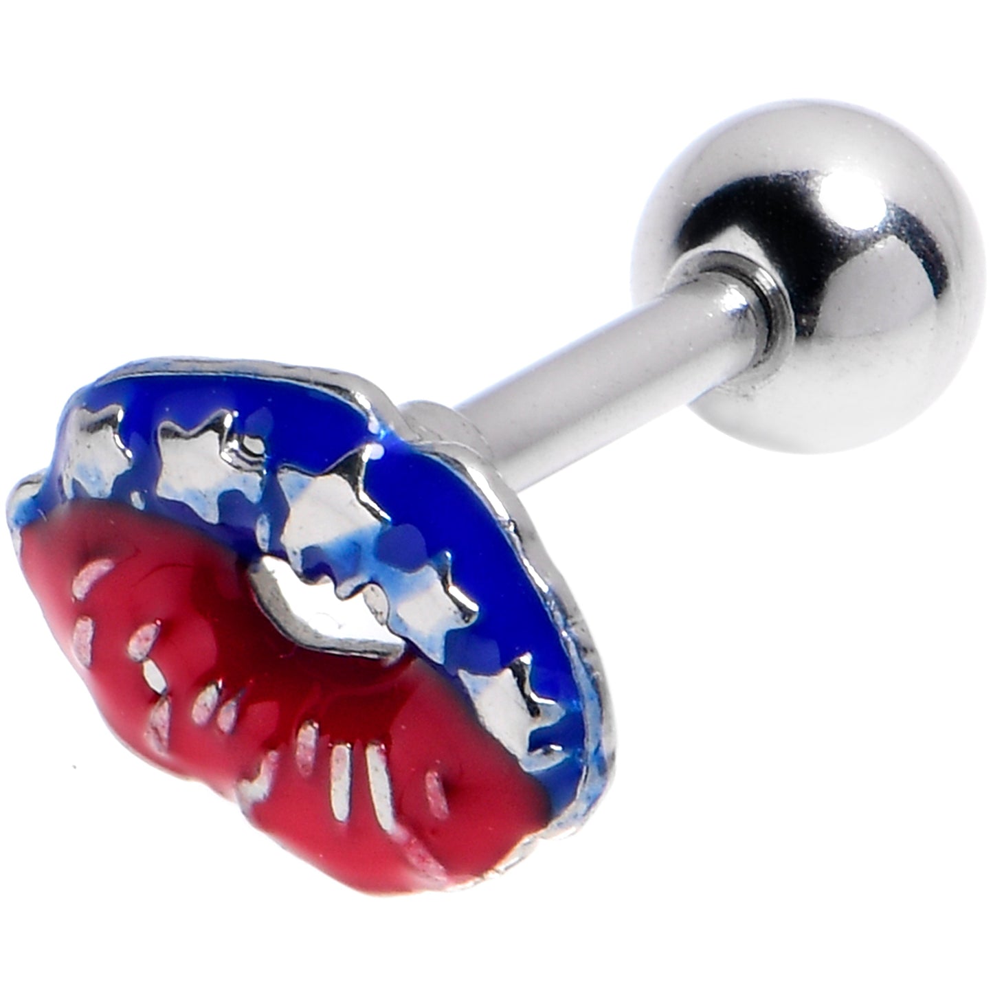 16G 1/4 Patriotic Kissy Lips Cartilage Tragus Earring
