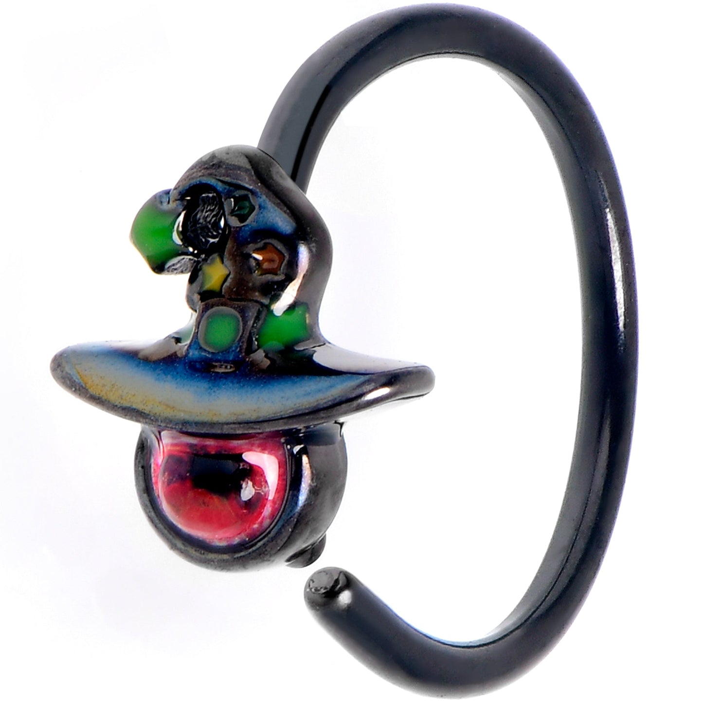 20G 5/16 Black Red Eye Witch Hat Nose Hoop