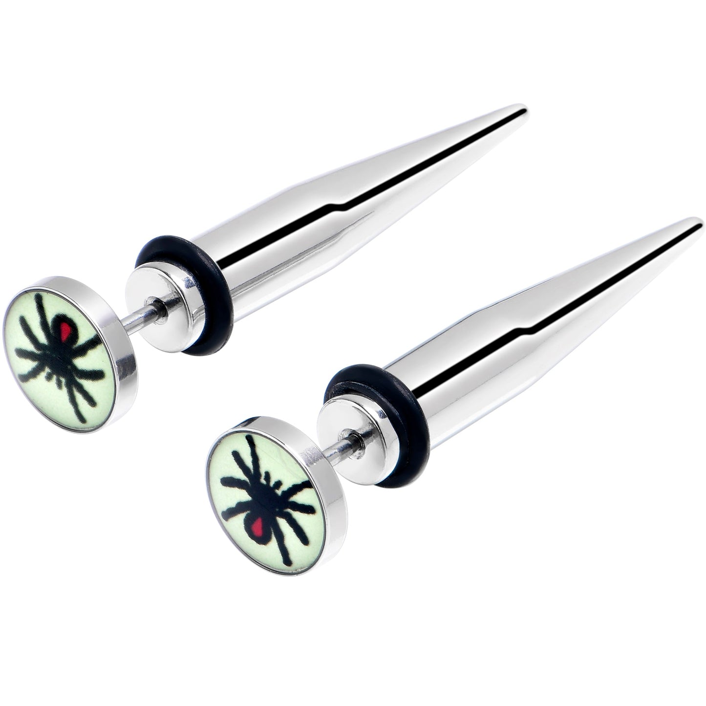 Glow in the Dark Spider Stainless Steel Taper Cheater Plug Set
