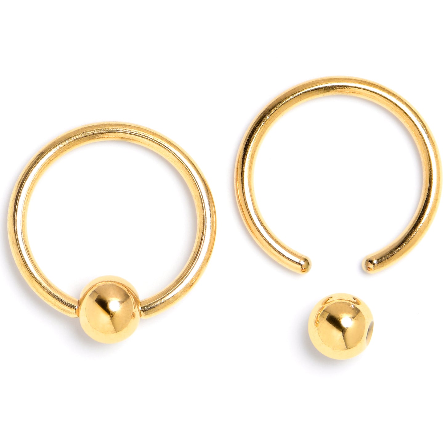 16G 3/8 Gold Tone Regal Rose BCR Captive Ring Set of 4