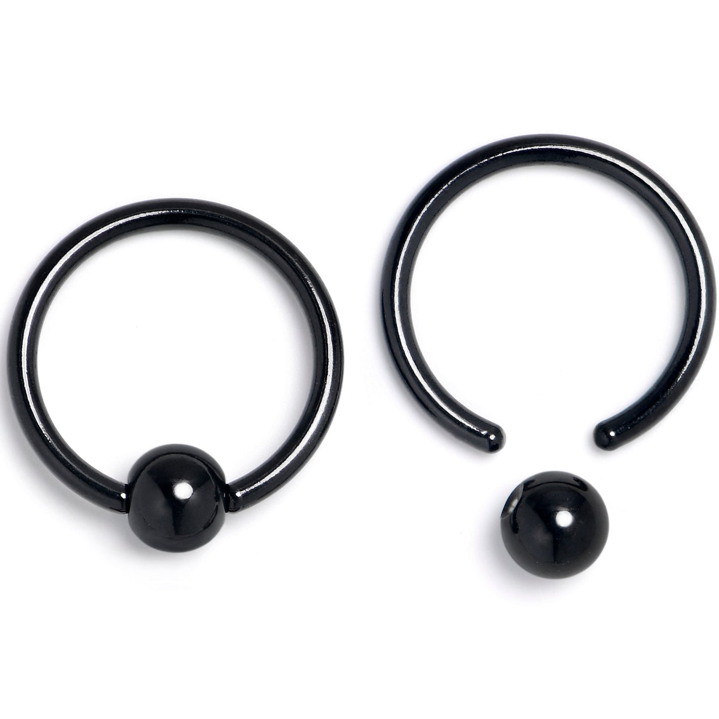 16G 3/8 Clear Gem Black Mushroom BCR Captive Ring Set of 4