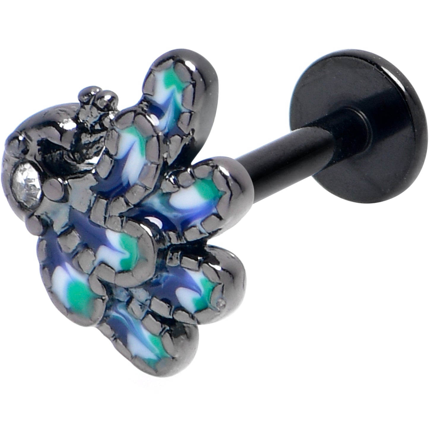 16G 5/16 Clear Gem Black Peacock Green Labret Monroe Tragus